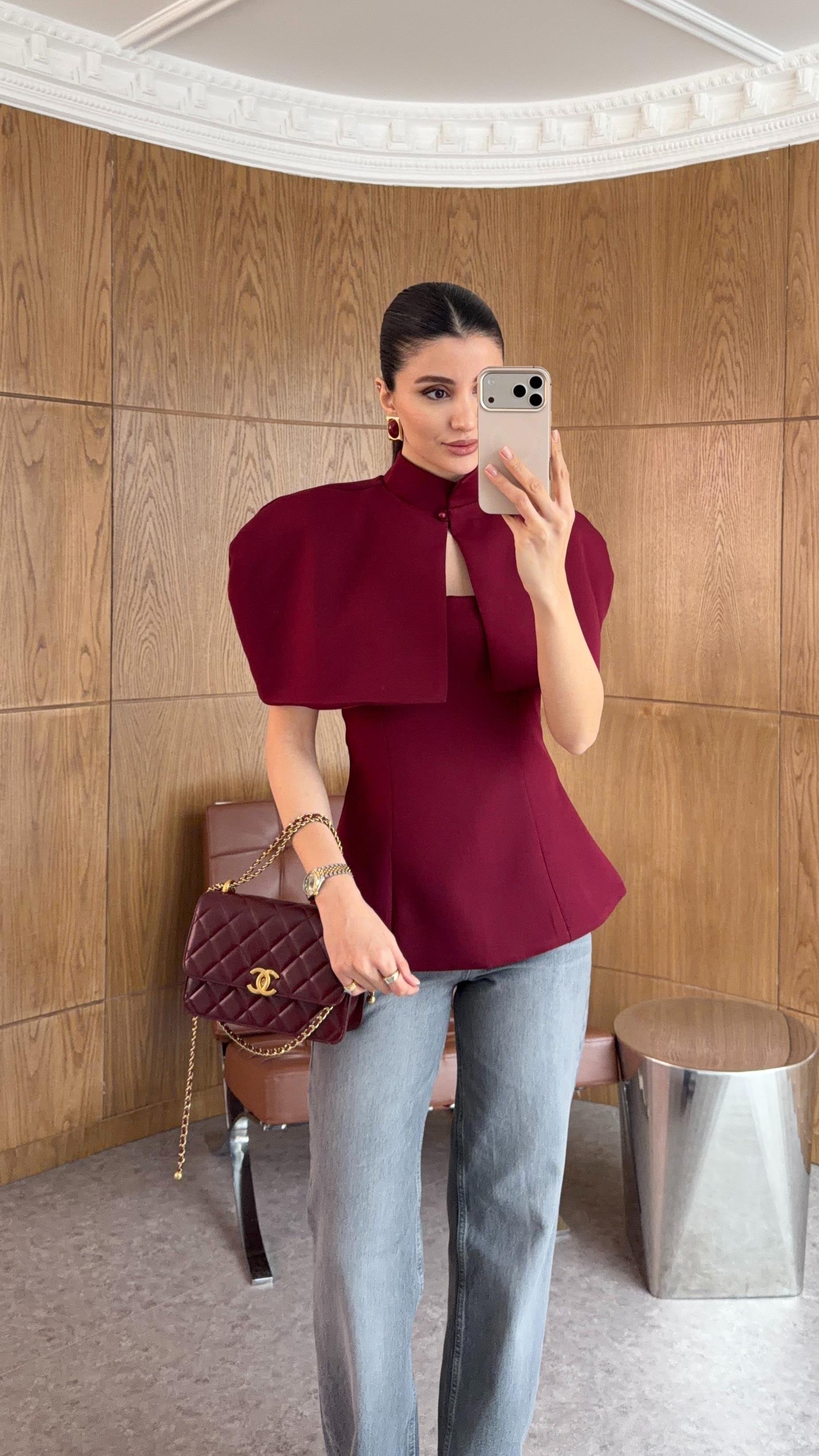 2 Parçalı Bordo Bluz