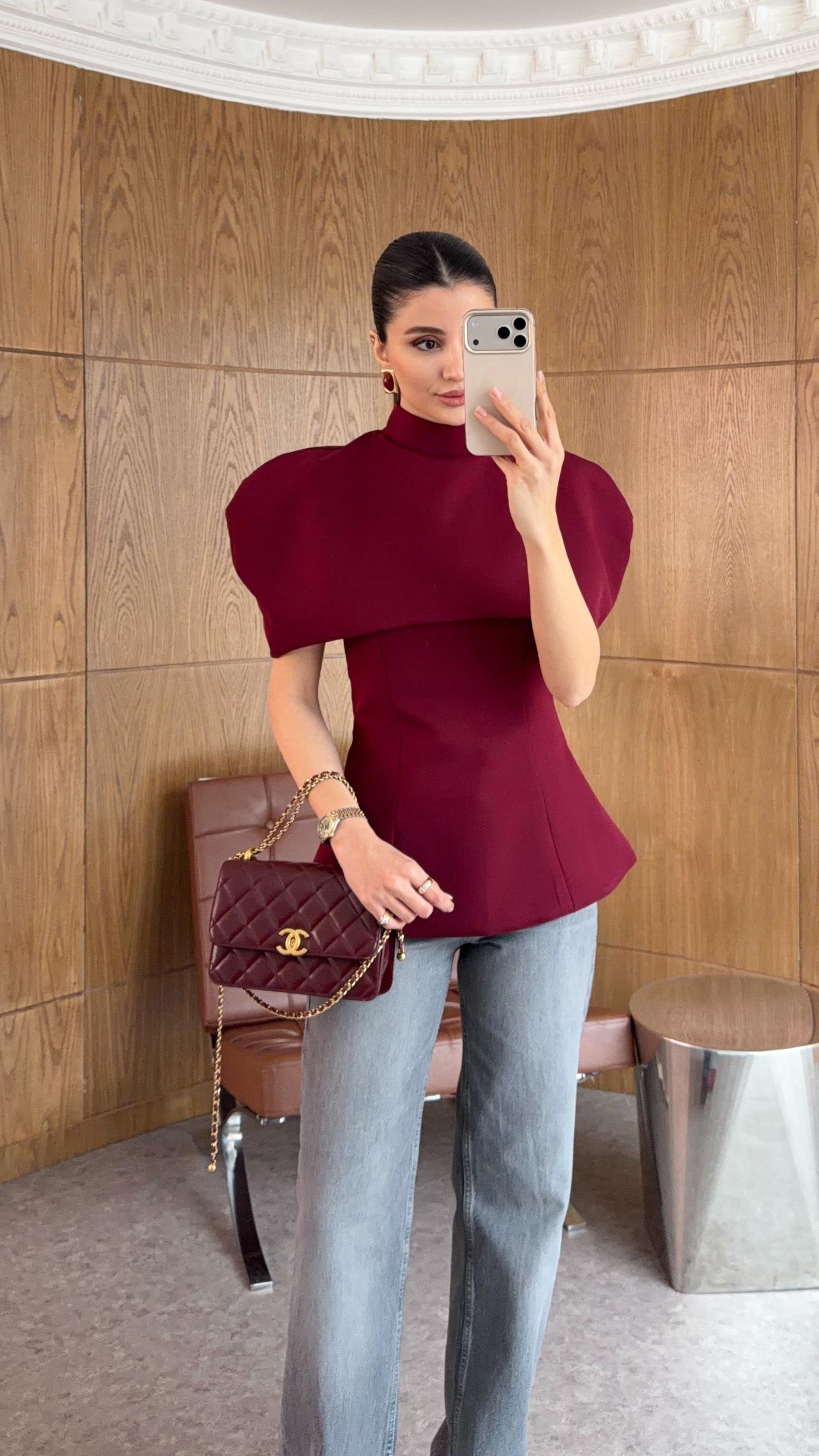 2 Parçalı Bordo Bluz