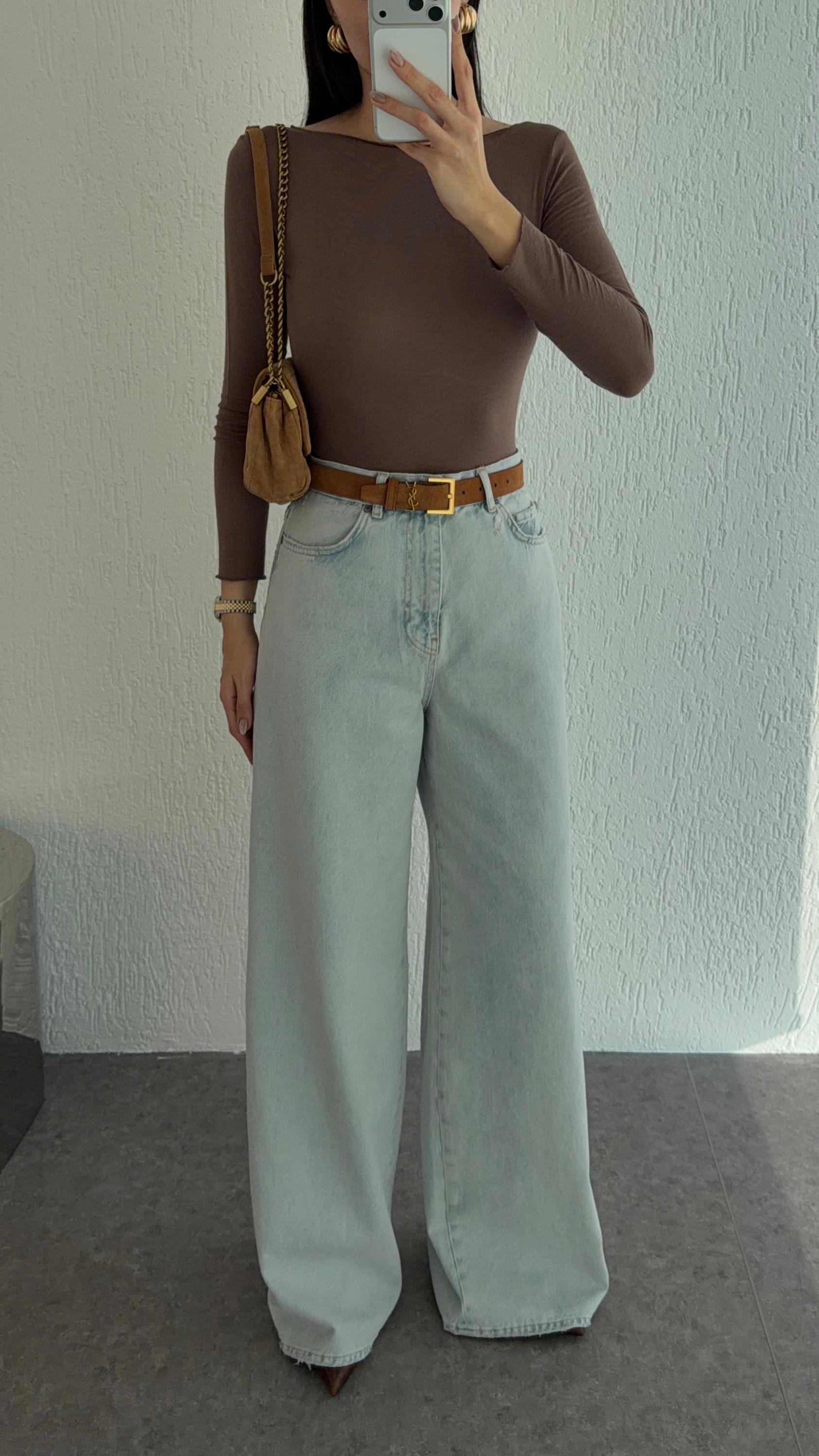 Açık Buz Mavi Salaş Jean