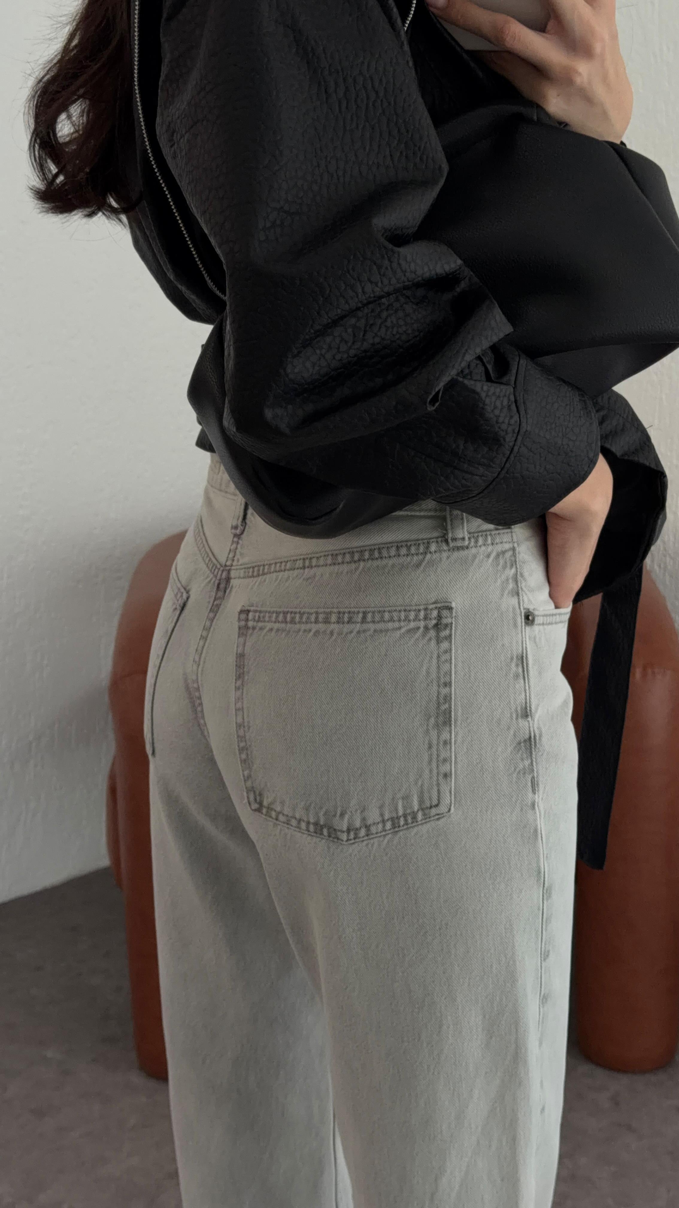 Açık Gri Straight Jean