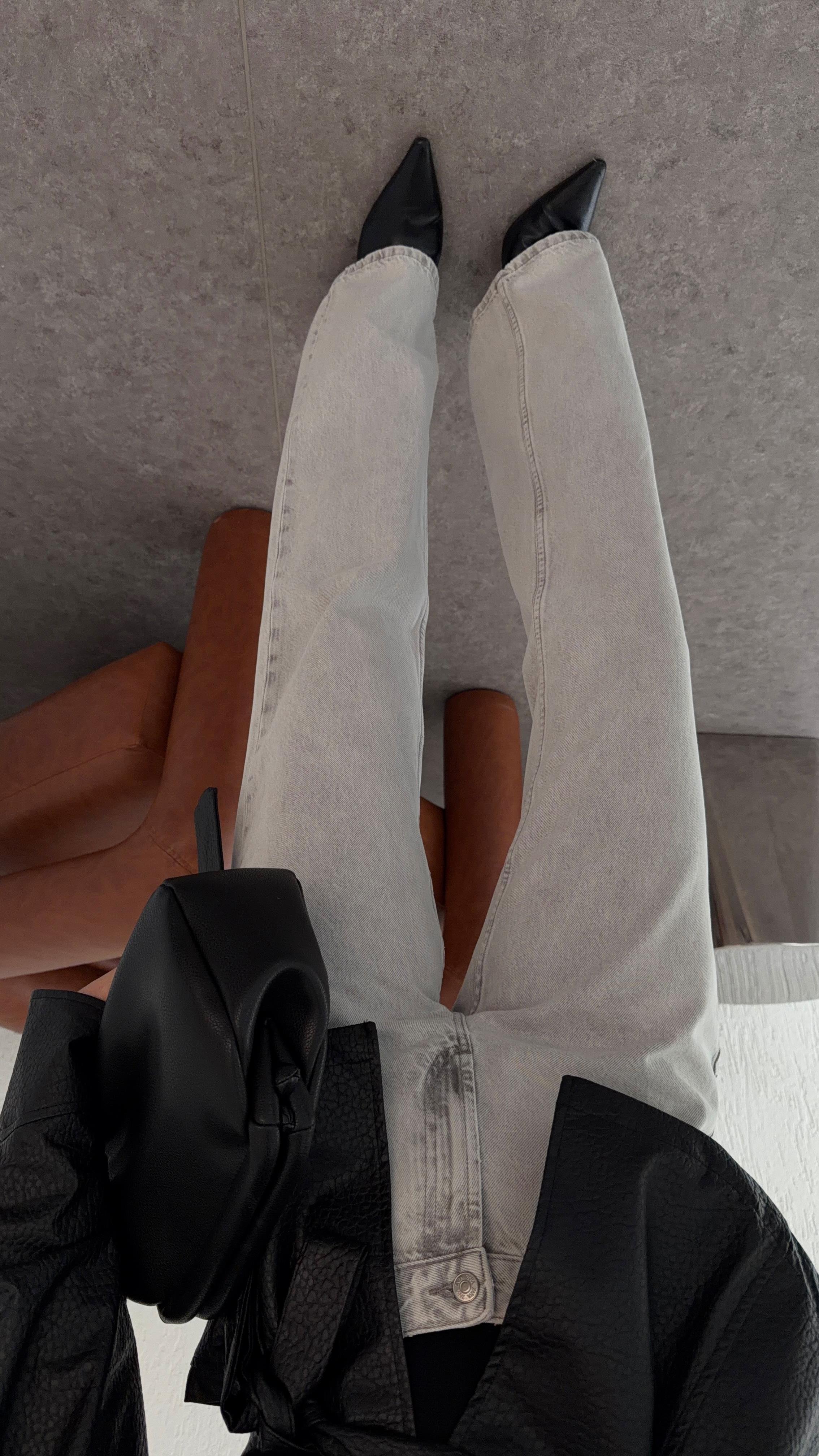 Açık Gri Straight Jean