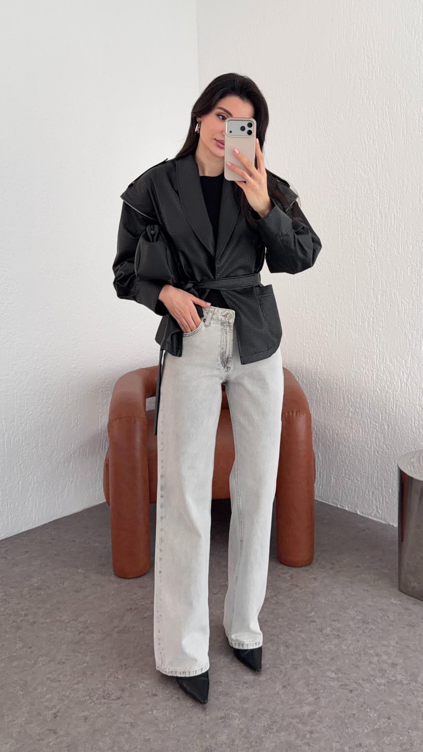 Açık Gri Straight Jean