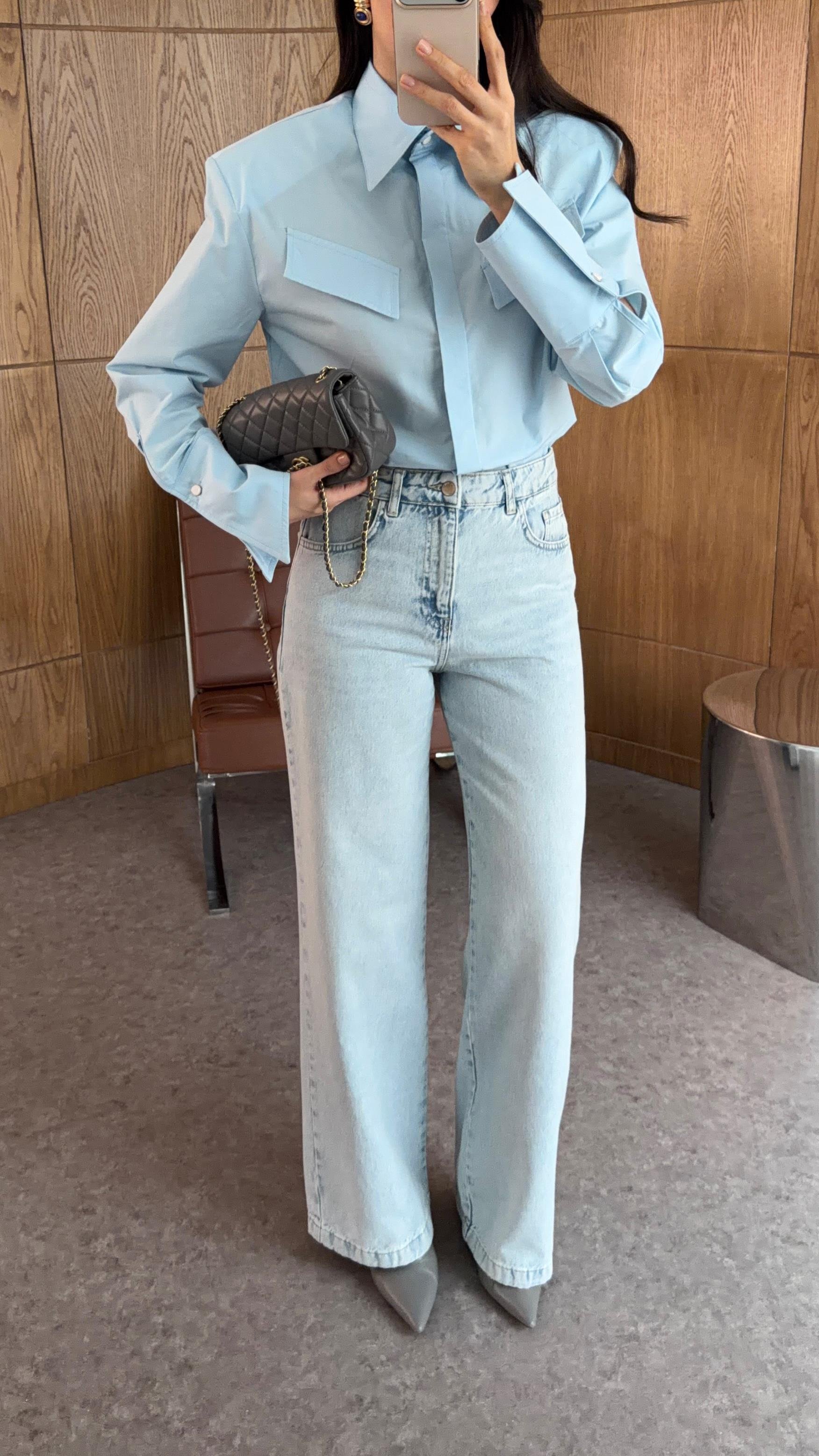 Açık Mavi Palazzo Jean