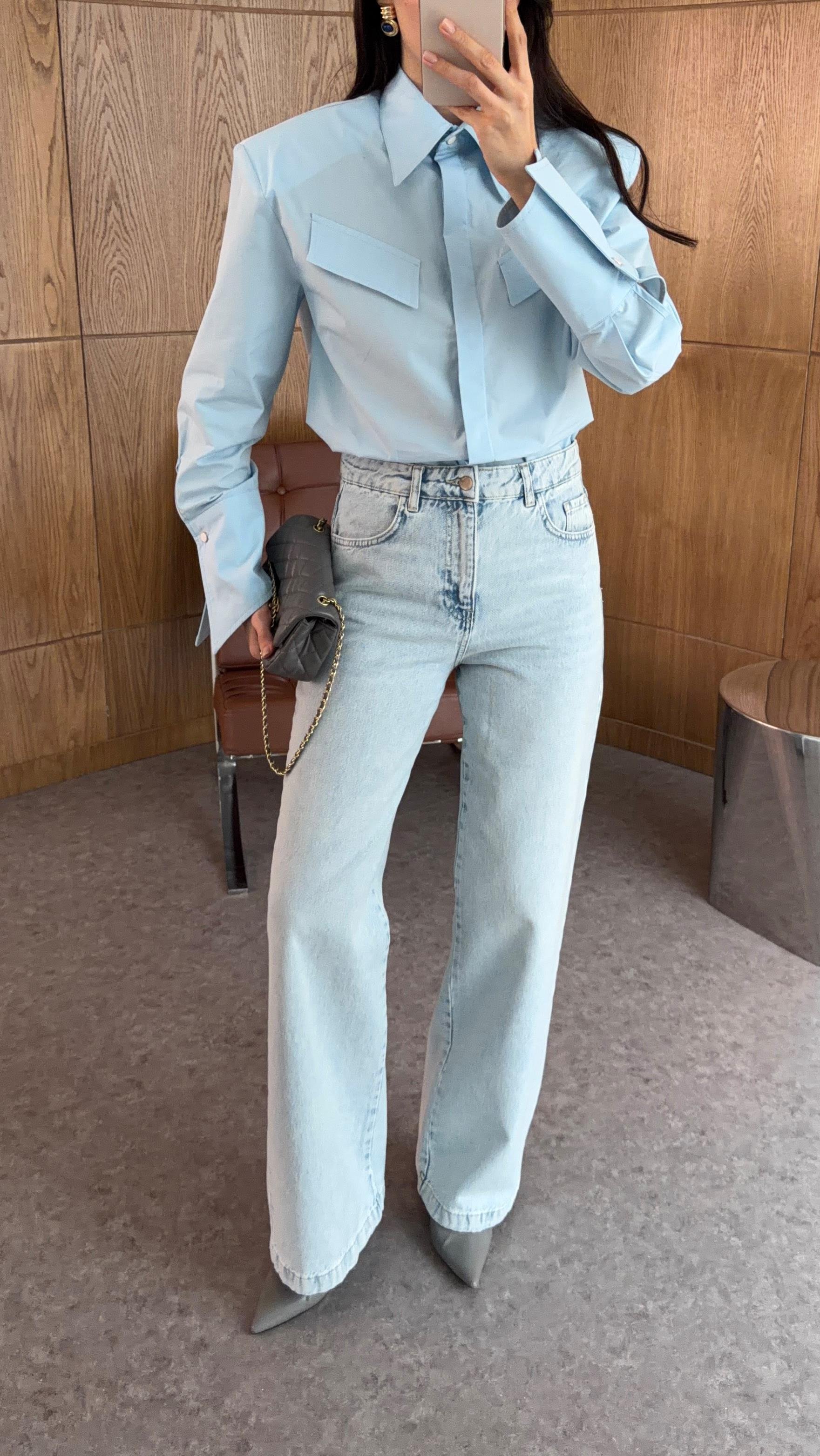 Açık Mavi Palazzo Jean