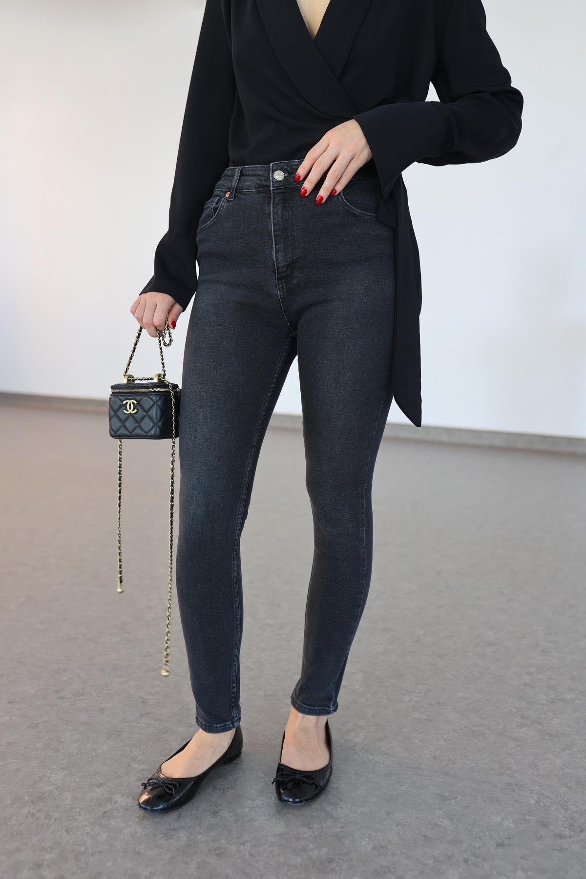 Antrasit Likralı Skinny Jean