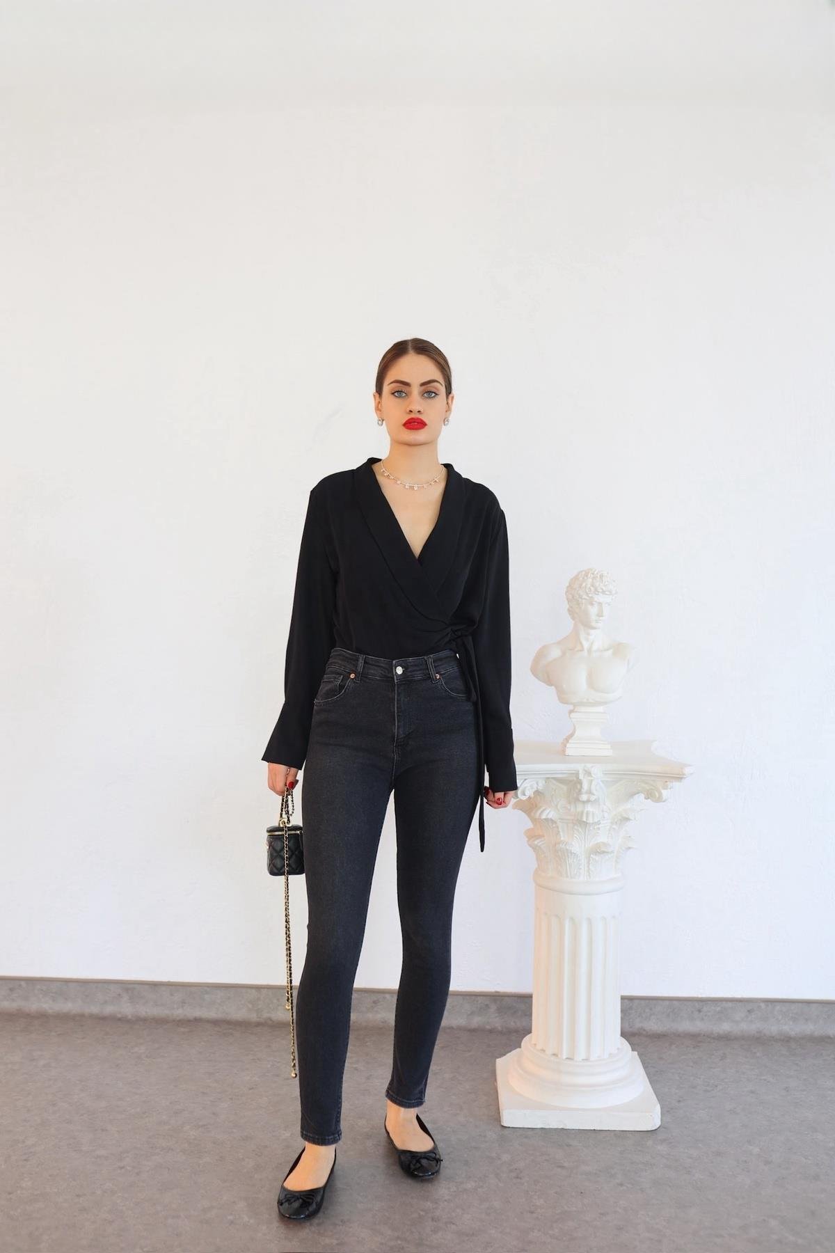 Antrasit Likralı Skinny Jean