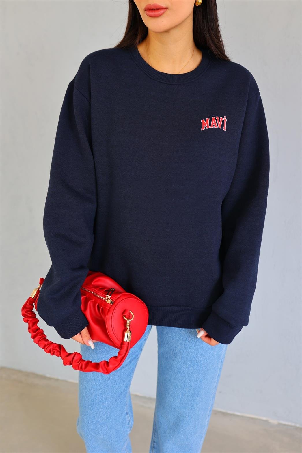 Arka Baskılı Lacivert Sweat