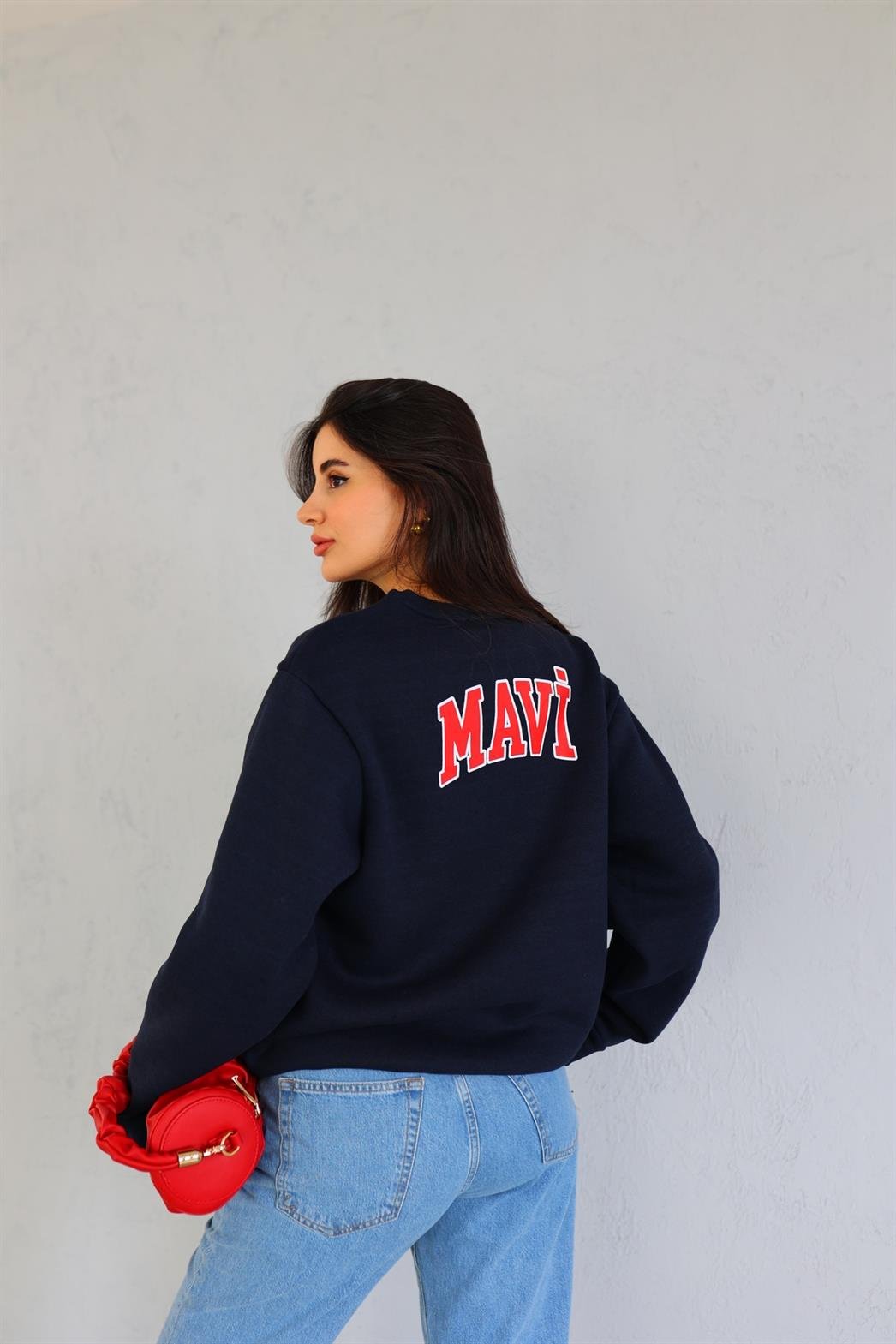 Arka Baskılı Lacivert Sweat
