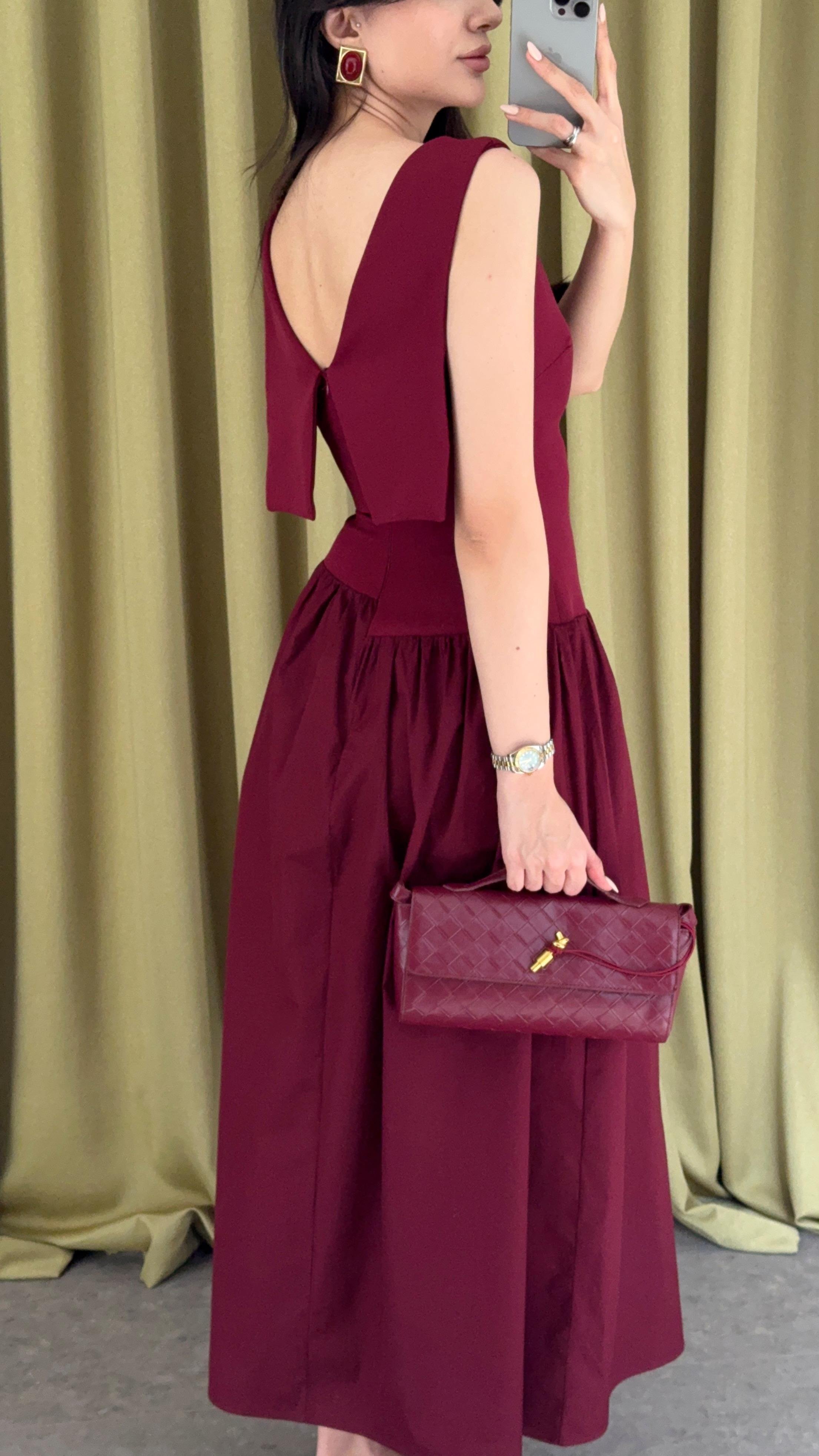 Asimetrik Bordo Elbise