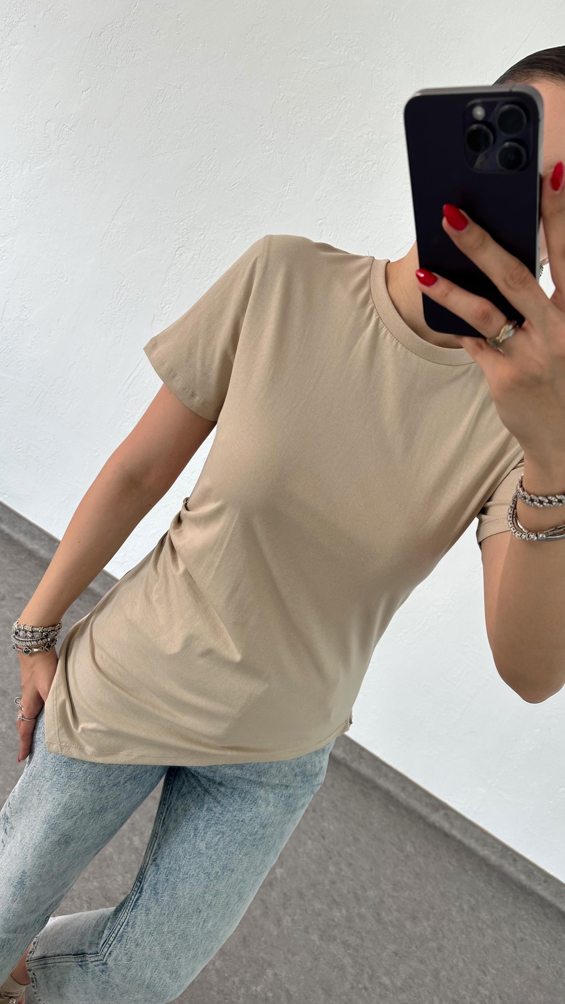 Asimetrik Krem Tshirt