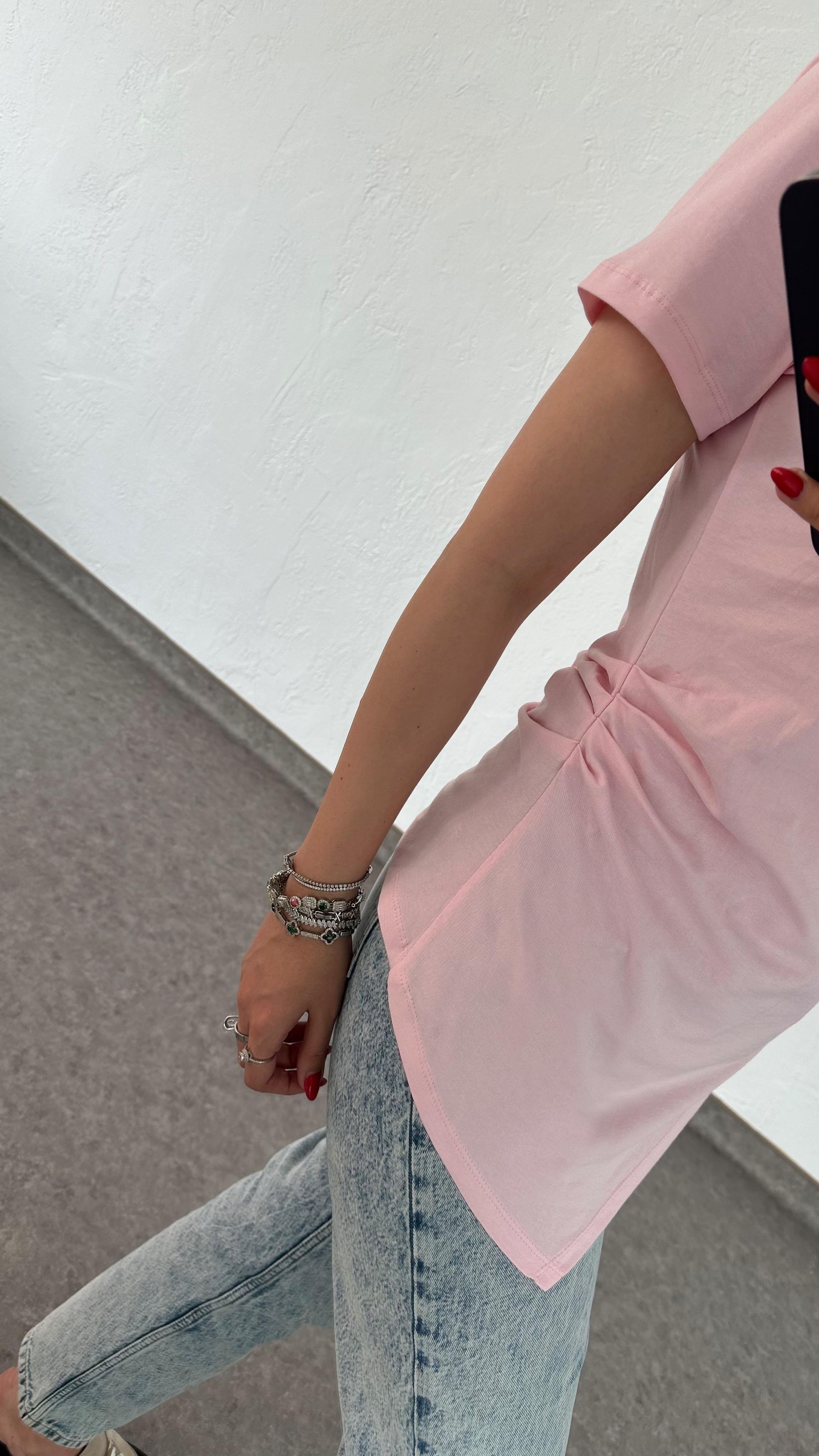 Asimetrik Pembe Tshirt
