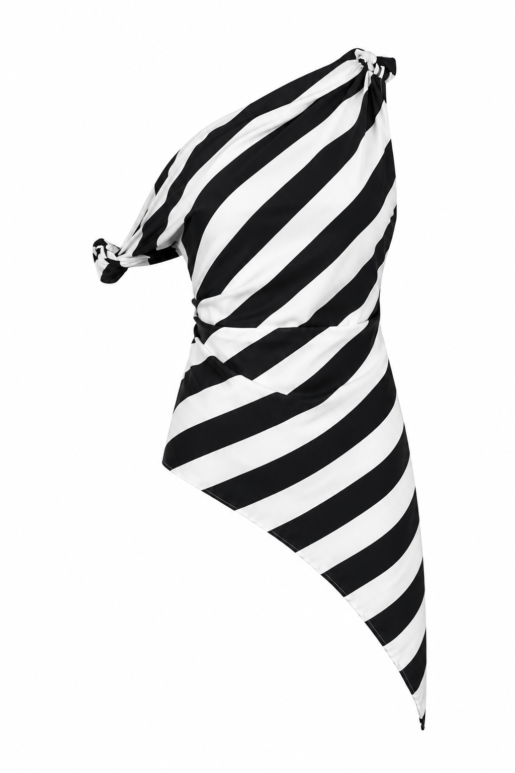 Asimetrik Tek Omuz Zebra Bluz