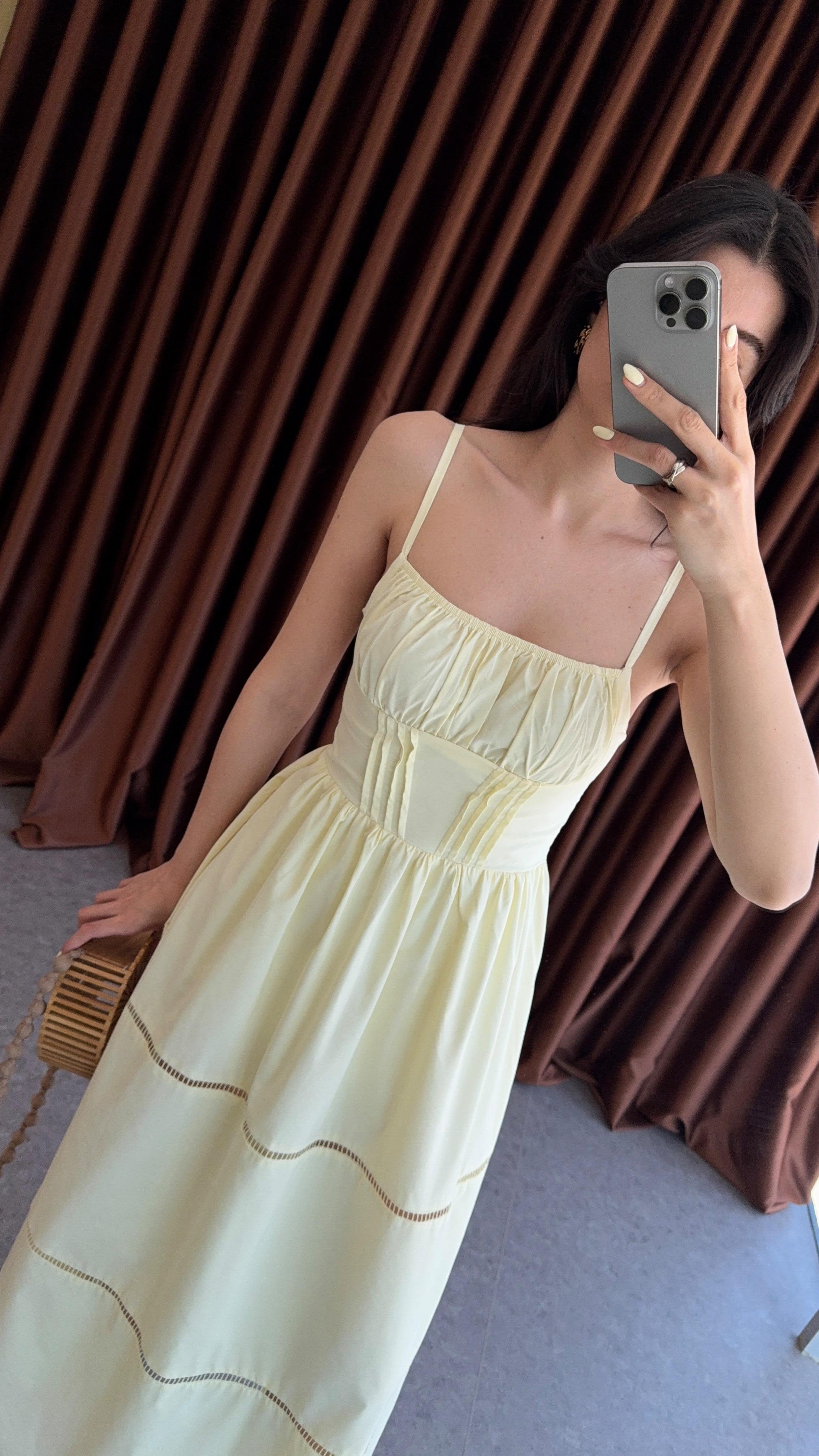 Askılı Butter Yellow Elbise