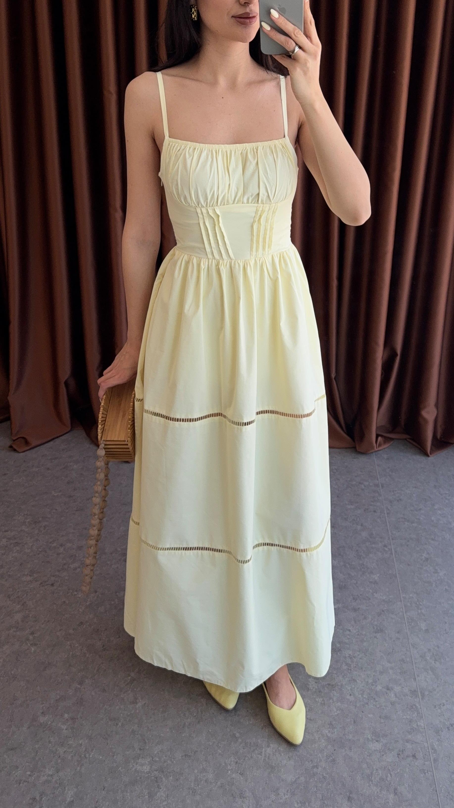 Askılı Butter Yellow Elbise