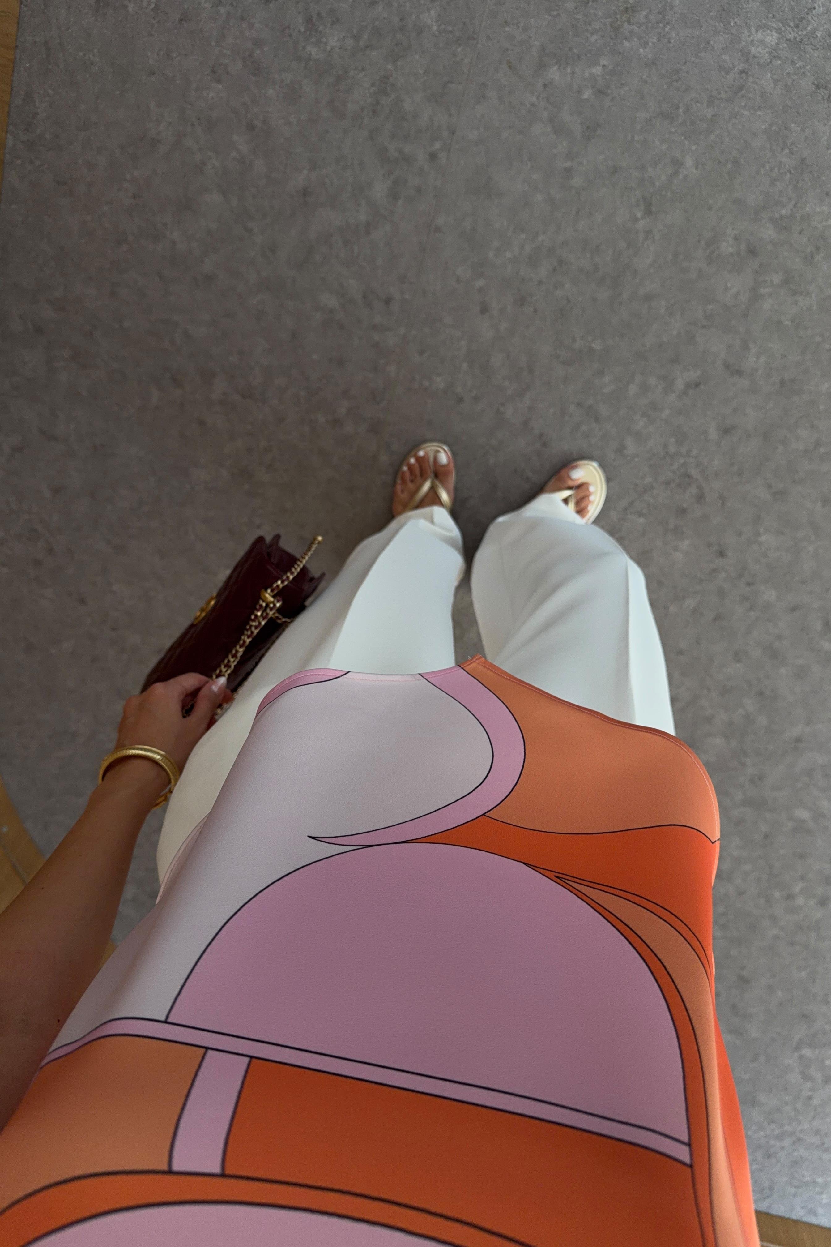 Askılı Fular Form Desenli Pembe Bluz