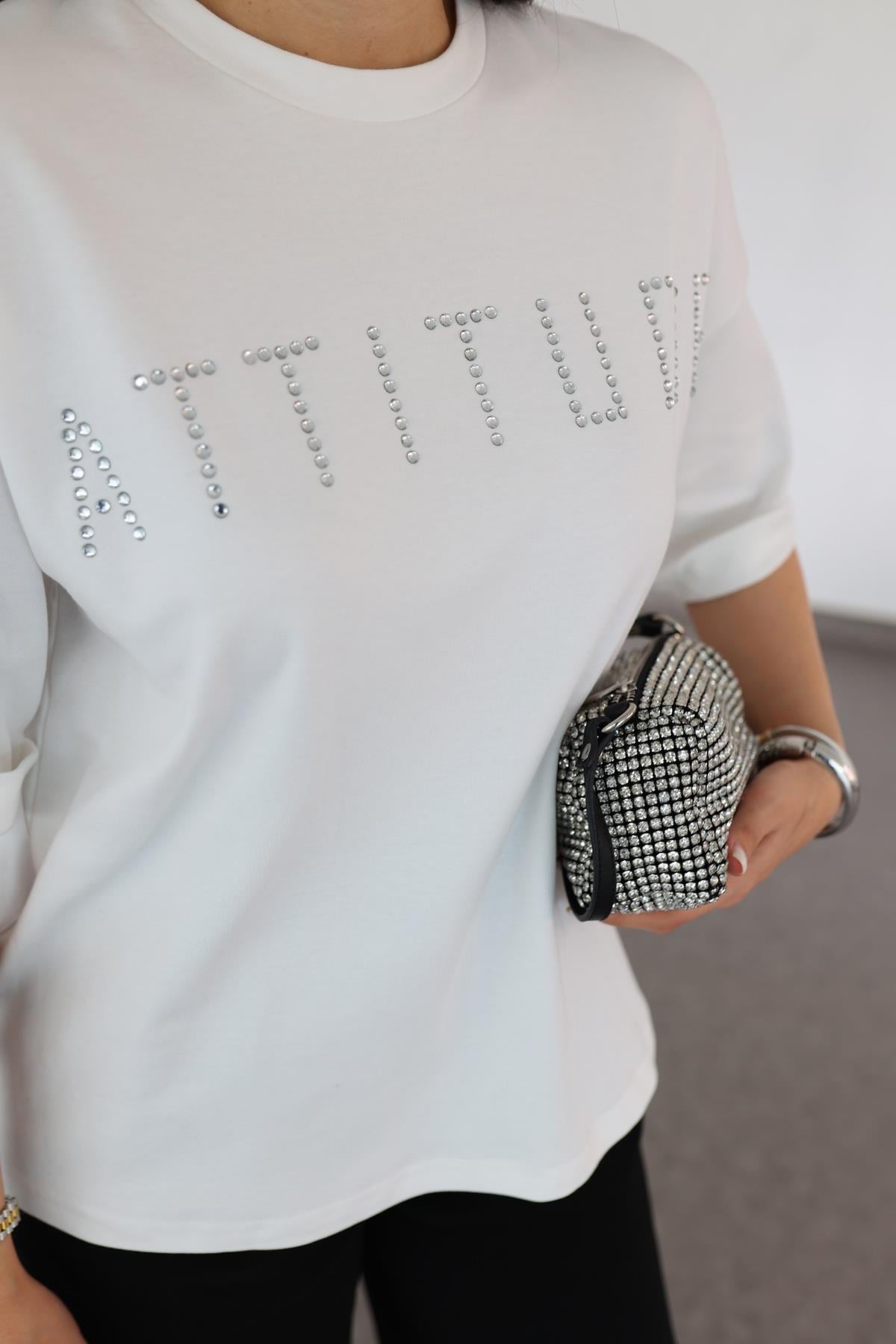 Attitude Beyaz Tshirt