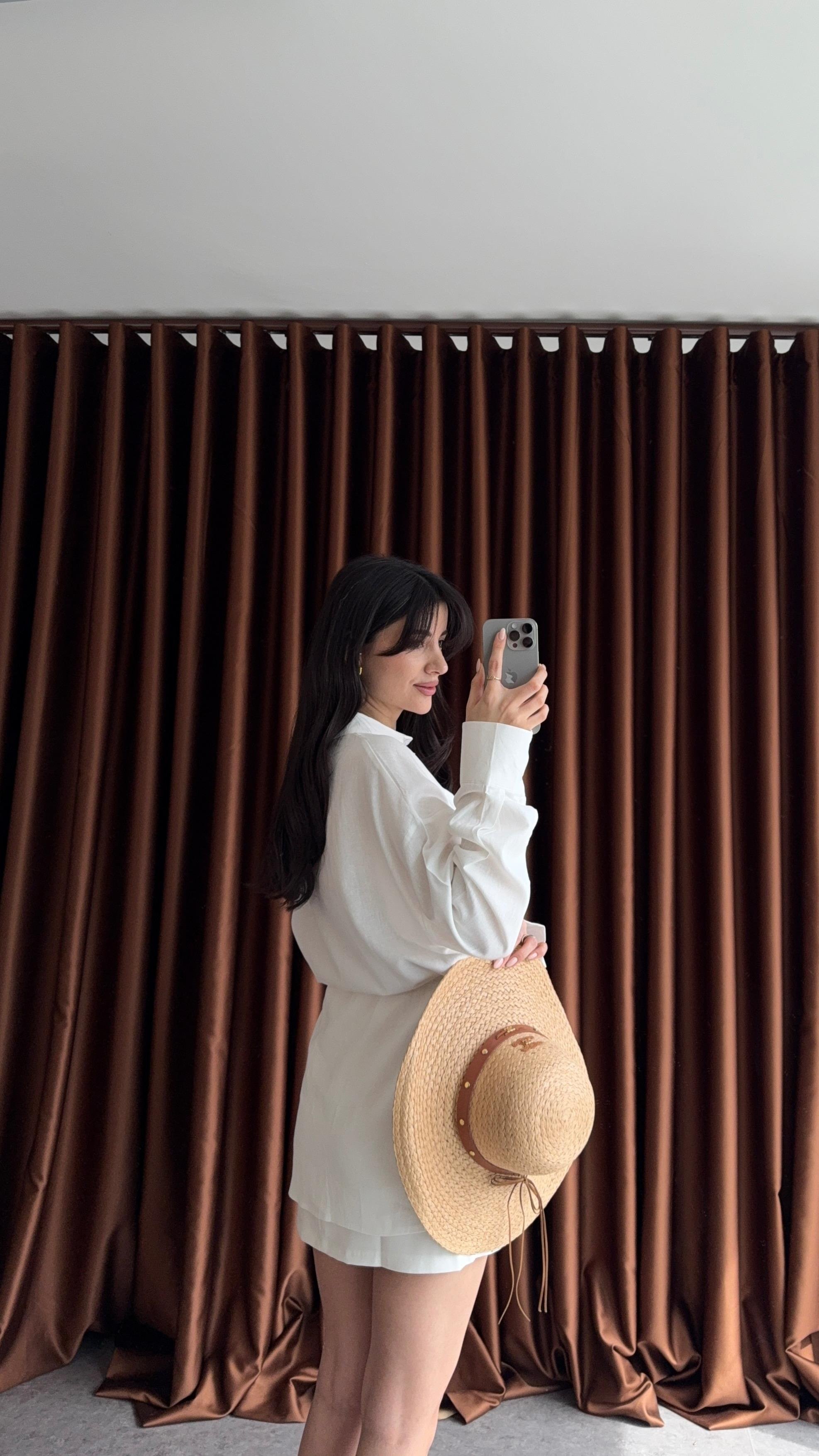 Bağlamalı Keten Beyaz Gömlek