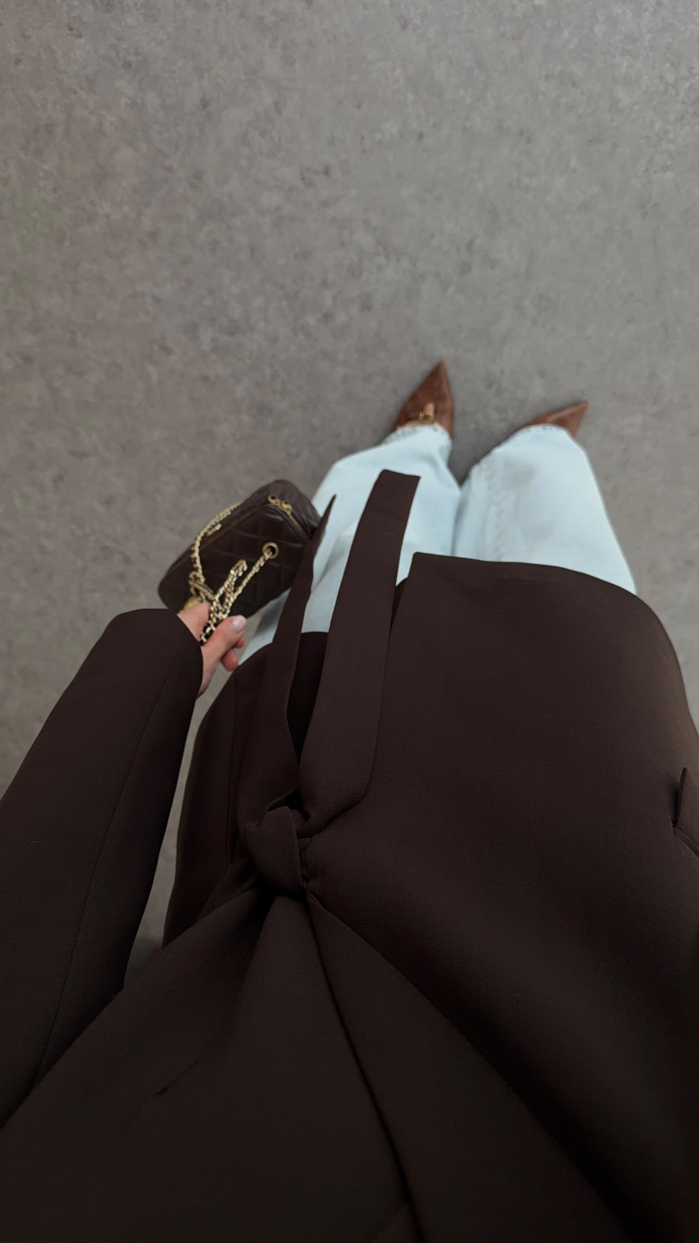 Bağlamalı Kruvaze Acı Kahve Ceket