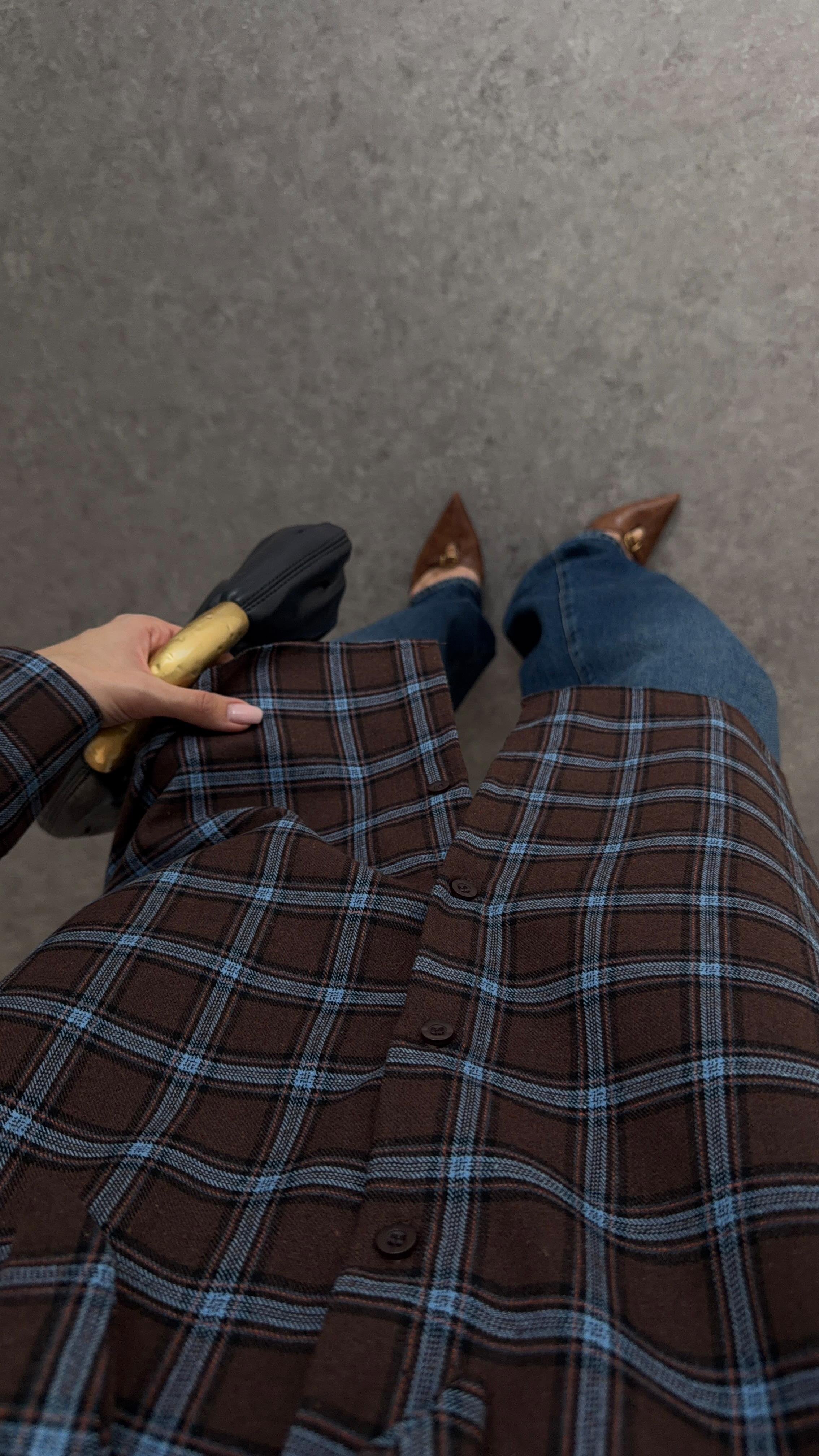 Bağlamalı Mavi Kareli Gömlek