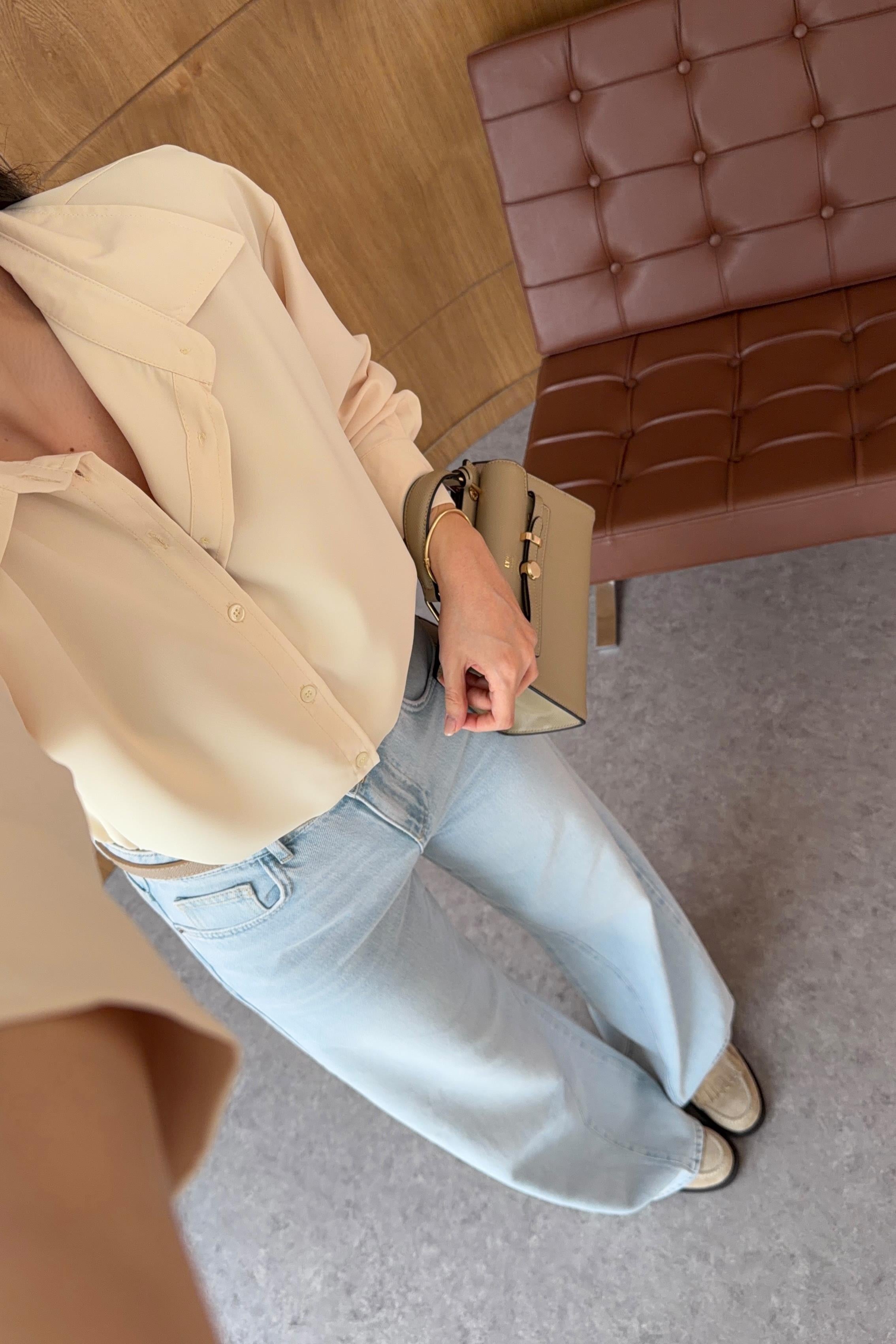 Bej Oversize Gömlek