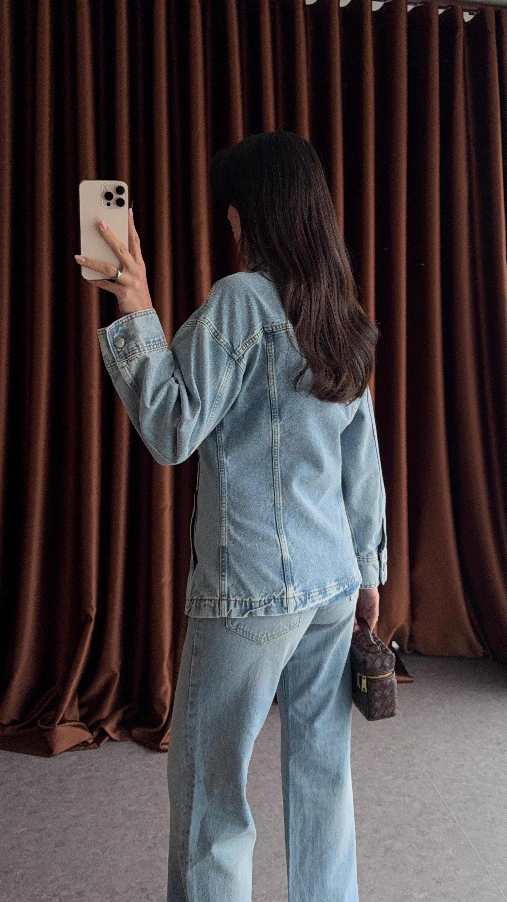 Belden Oturtmalı Denim Ceket