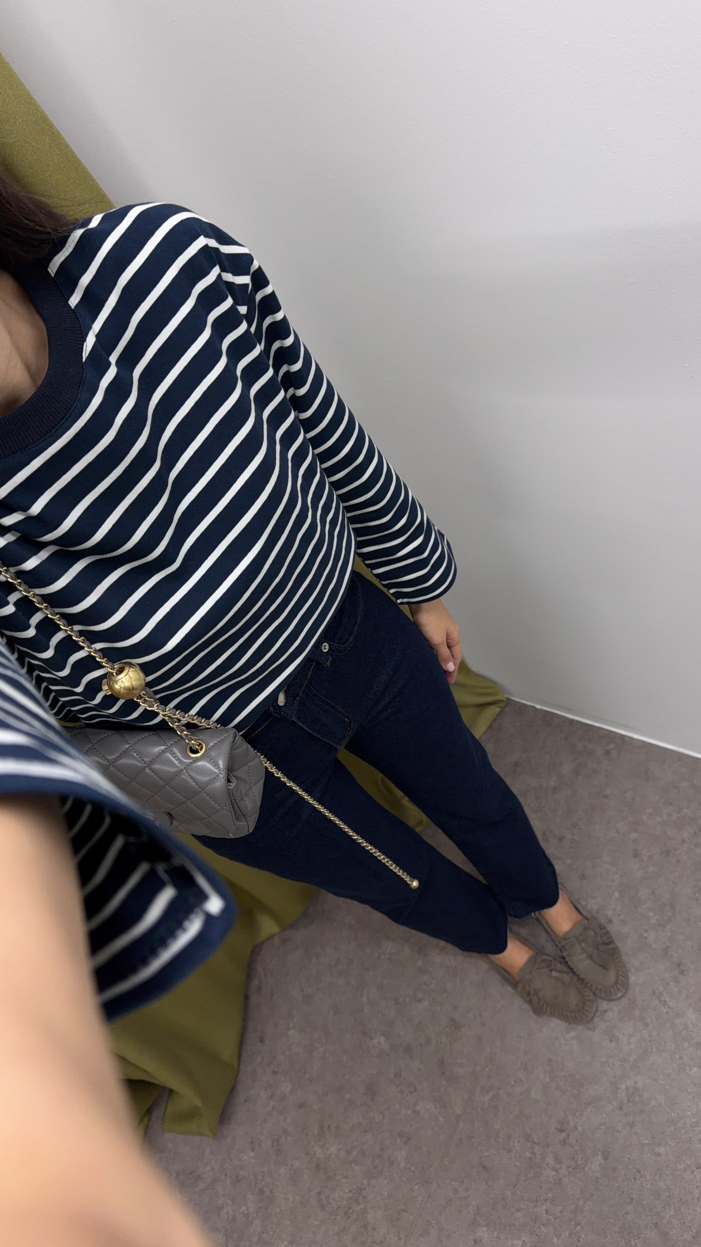 Beyaz Çizgili Likralı Uzun Kollu Basic