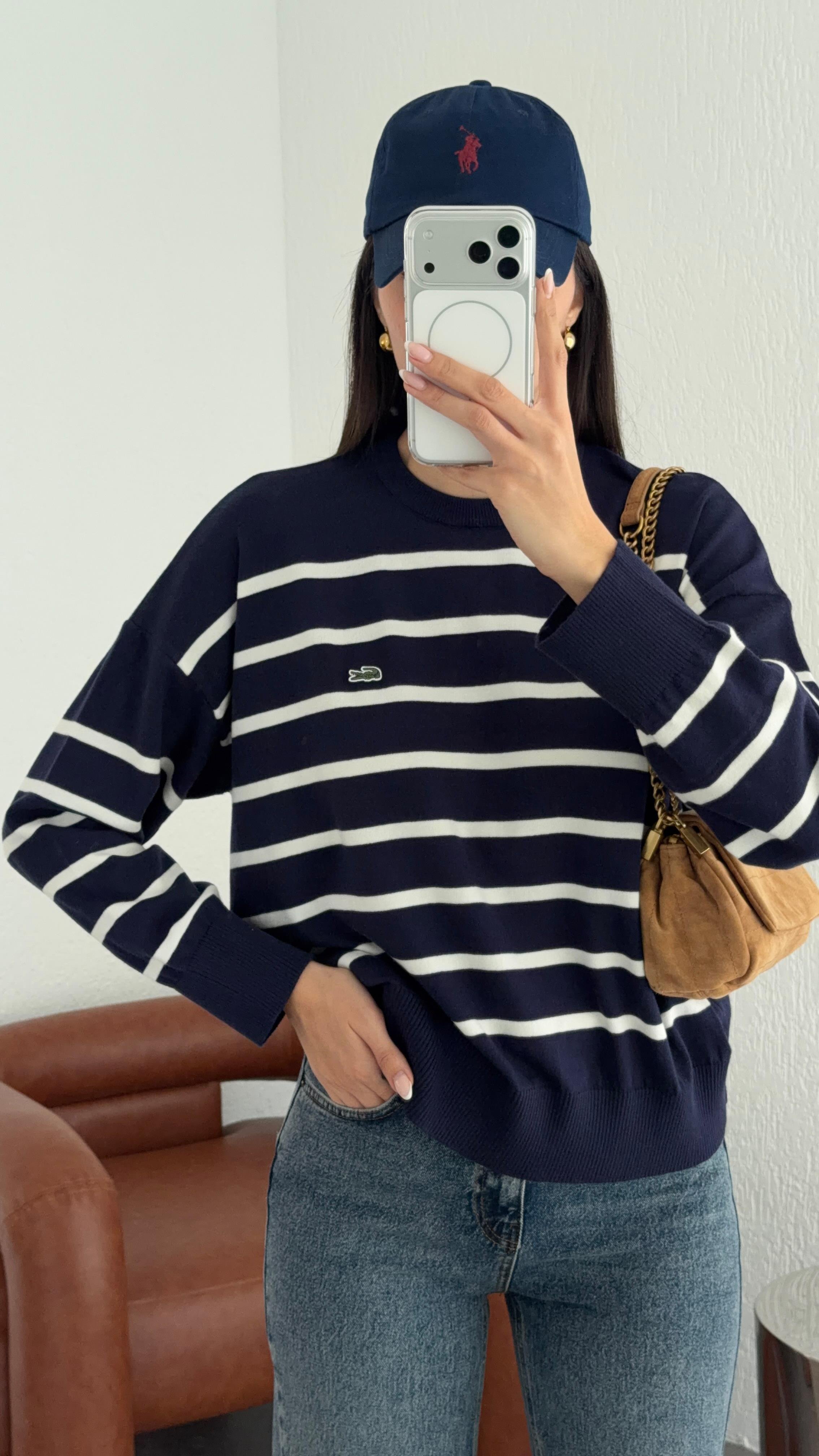 Beyaz Çizgili Triko