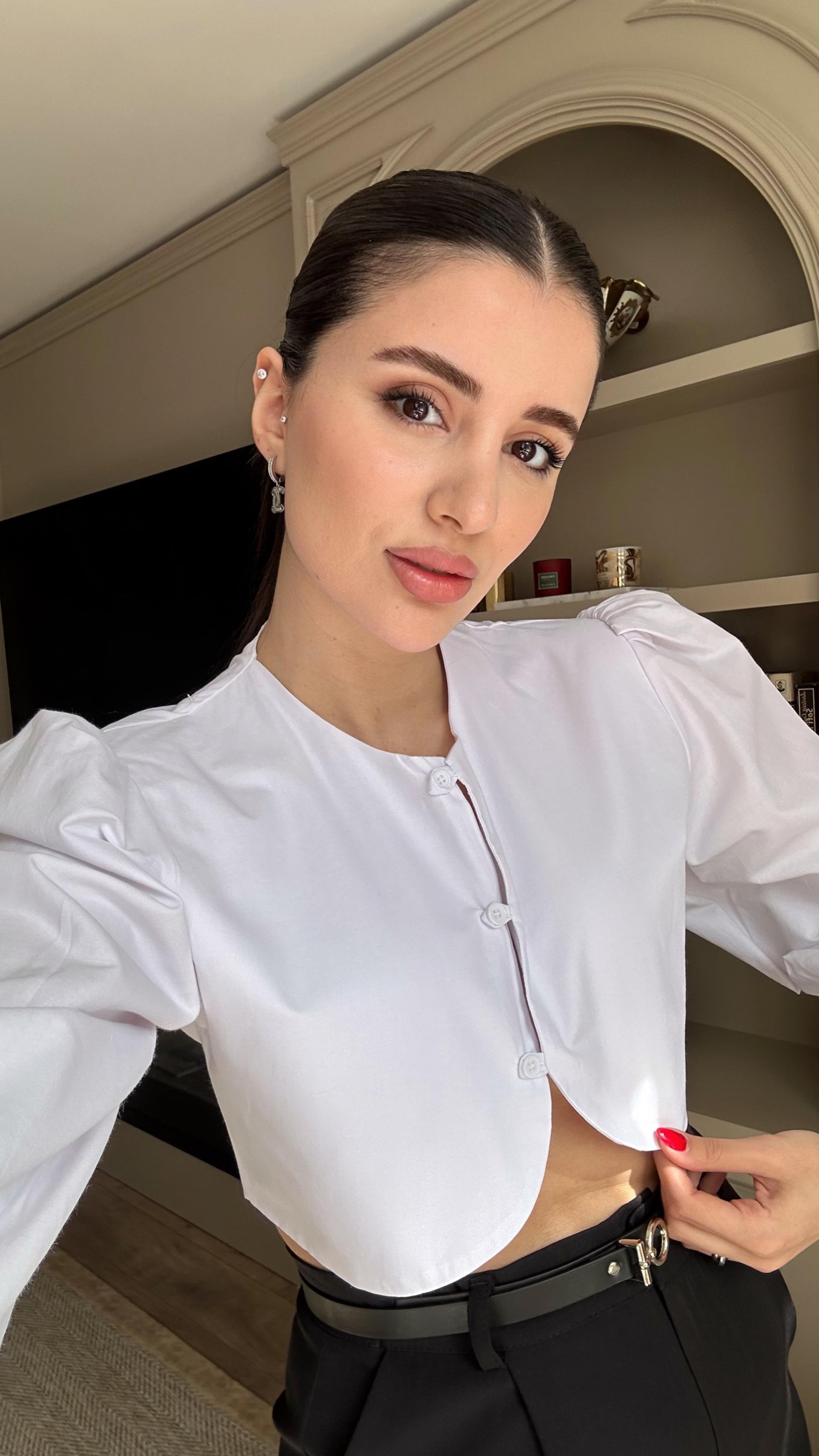 Beyaz Crop Gömlek