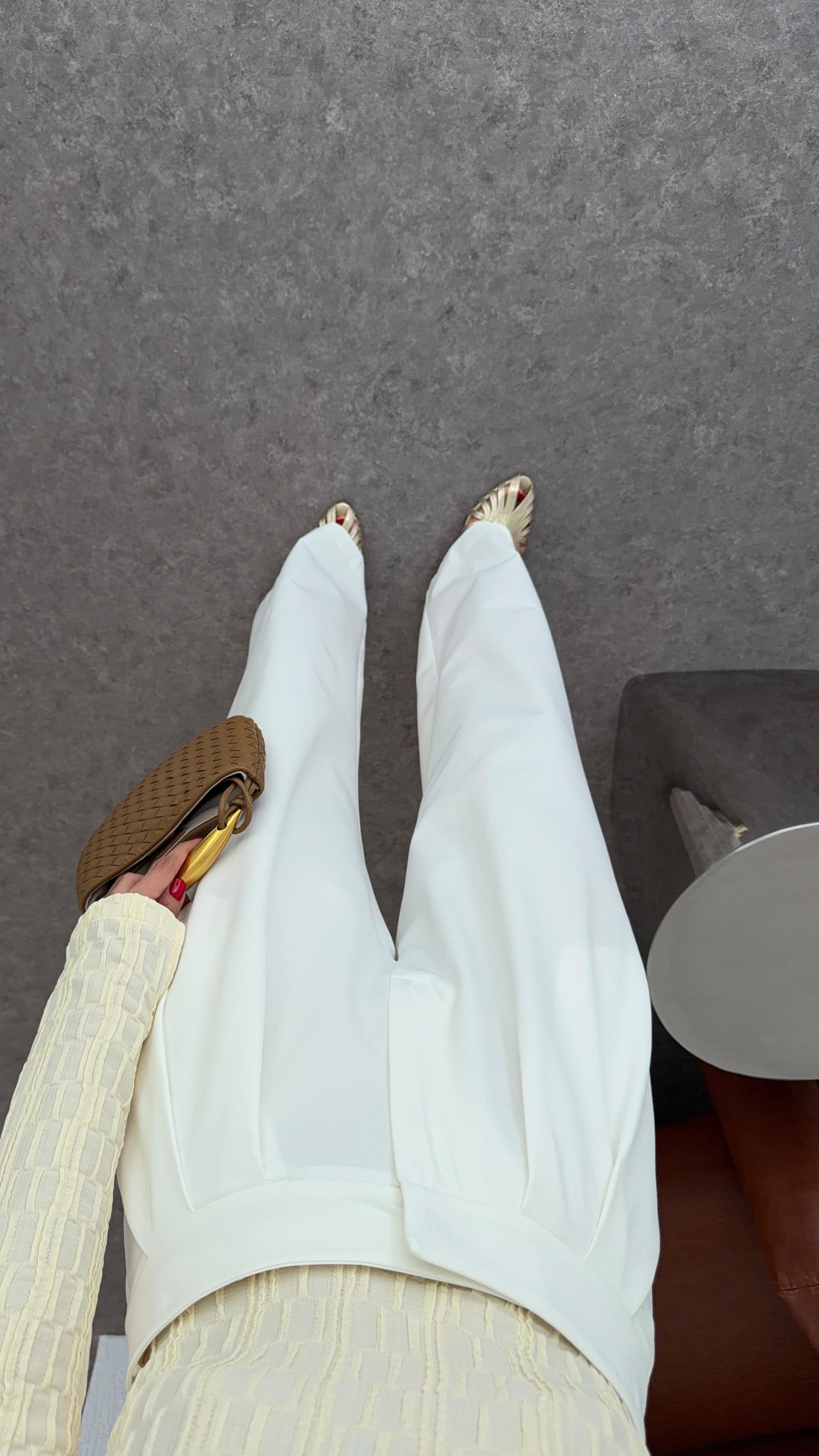 Beyaz Palazzo Pantolon