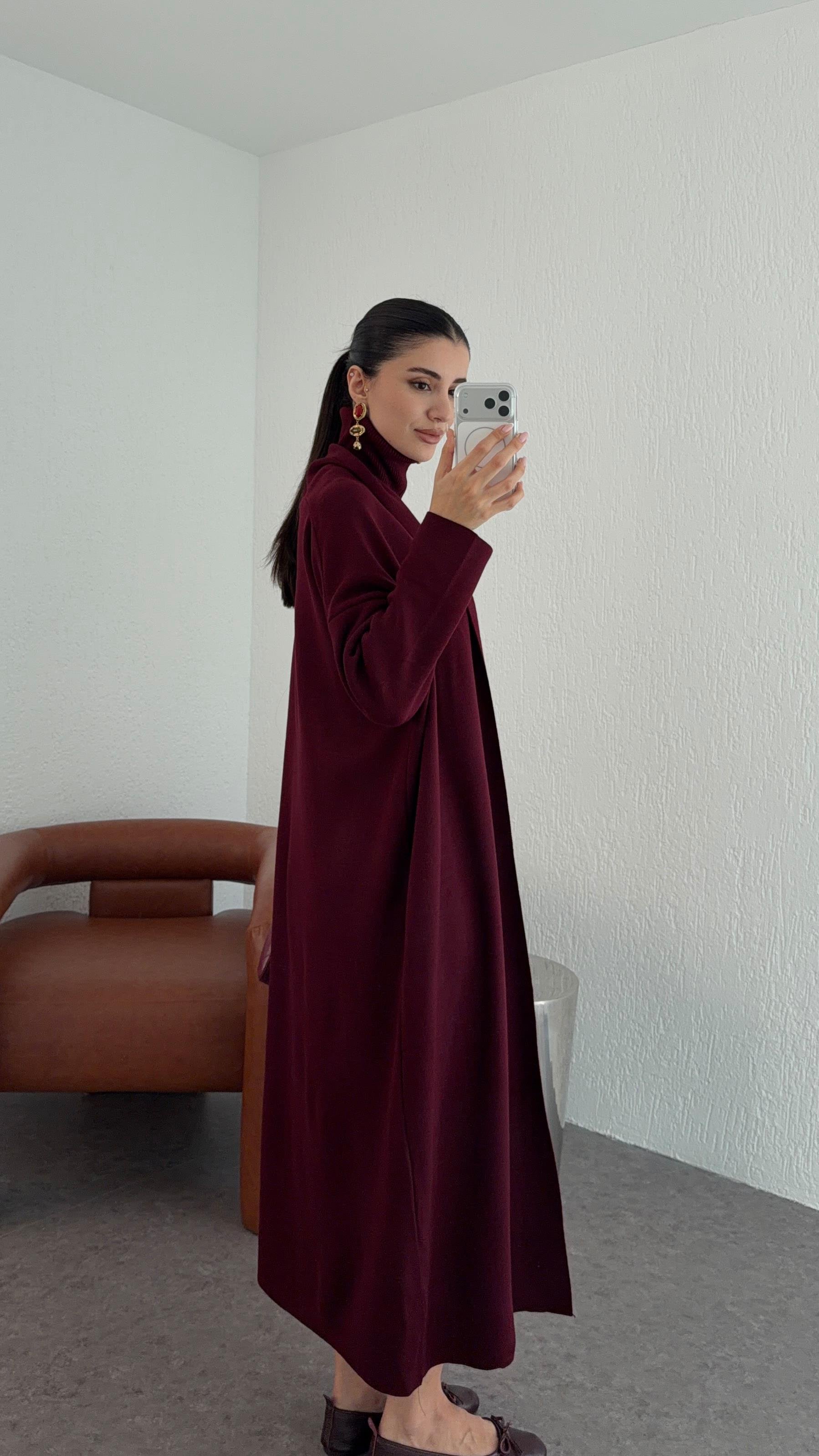 Bordo Hırka-Elbise Takım