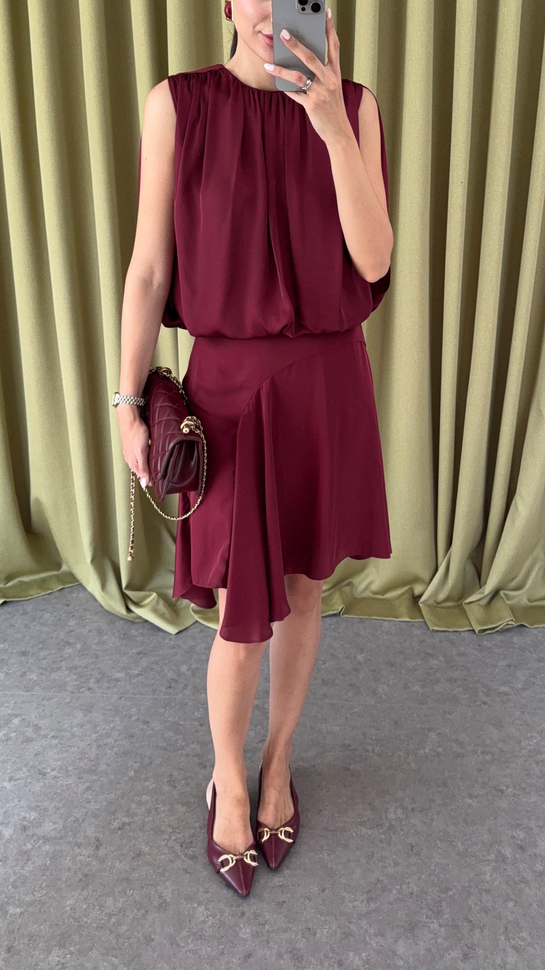 Bordo Saten Bluz