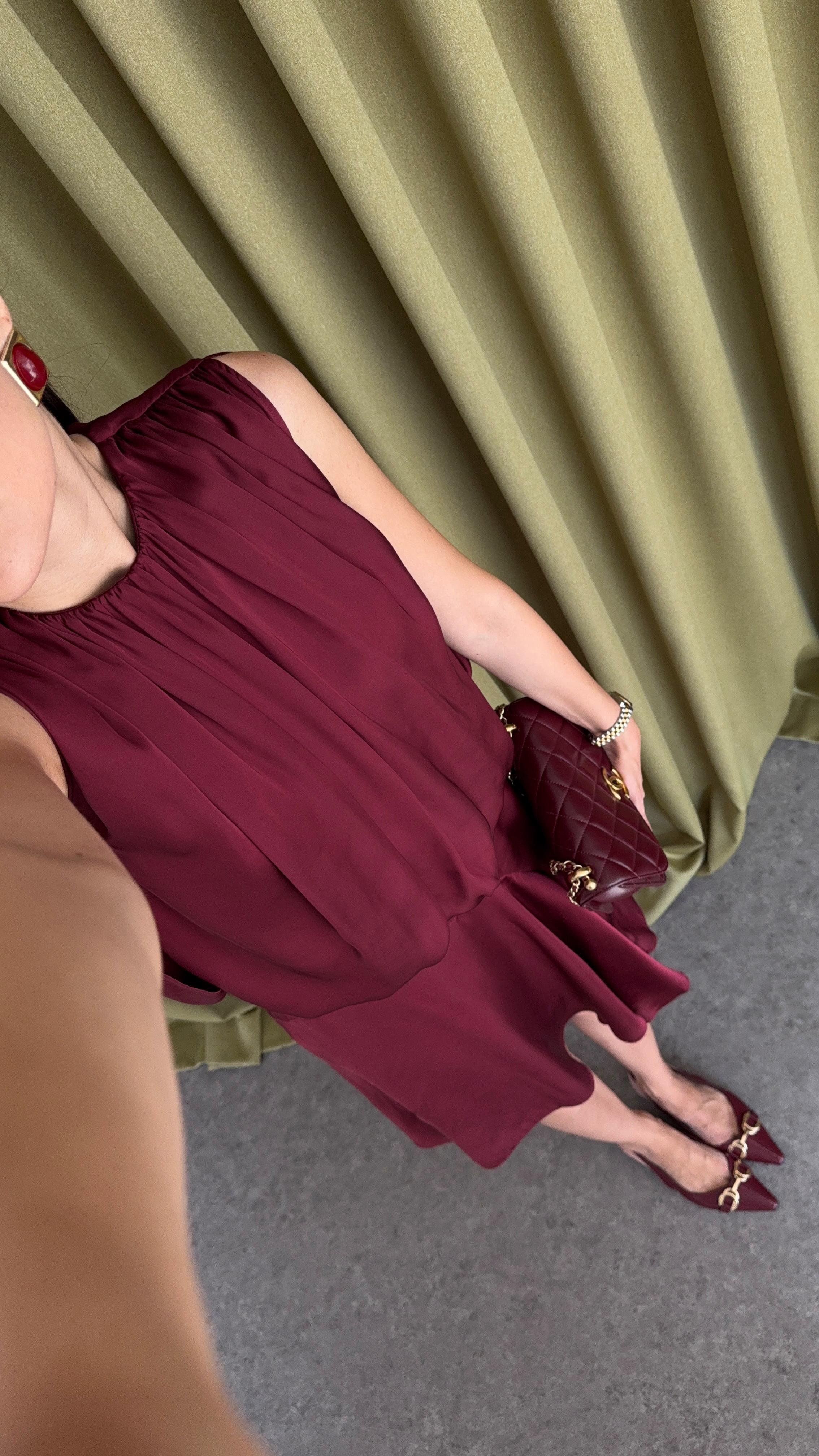 Bordo Saten Bluz