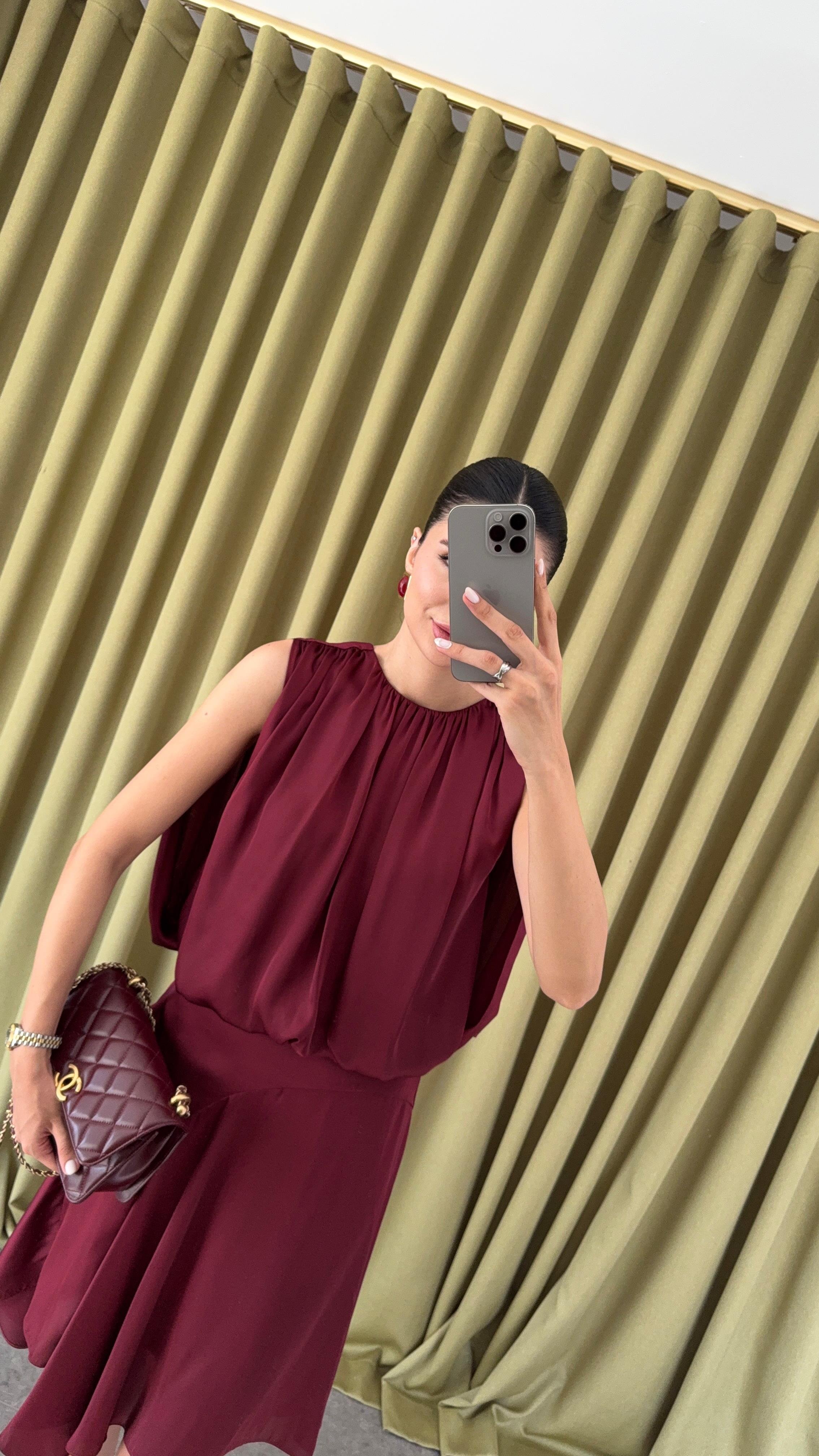 Bordo Saten Bluz