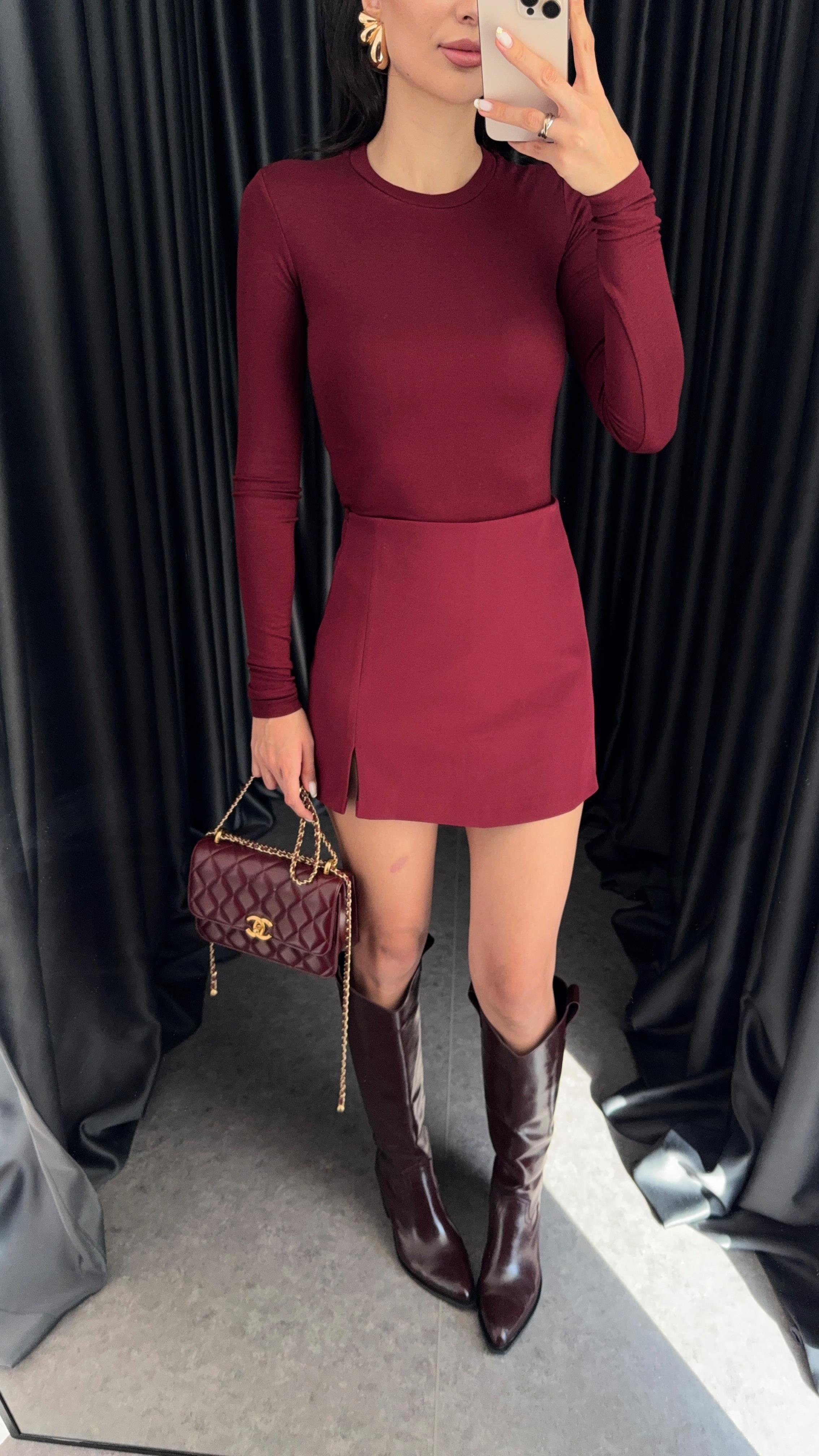 Bordo Şort Etek
