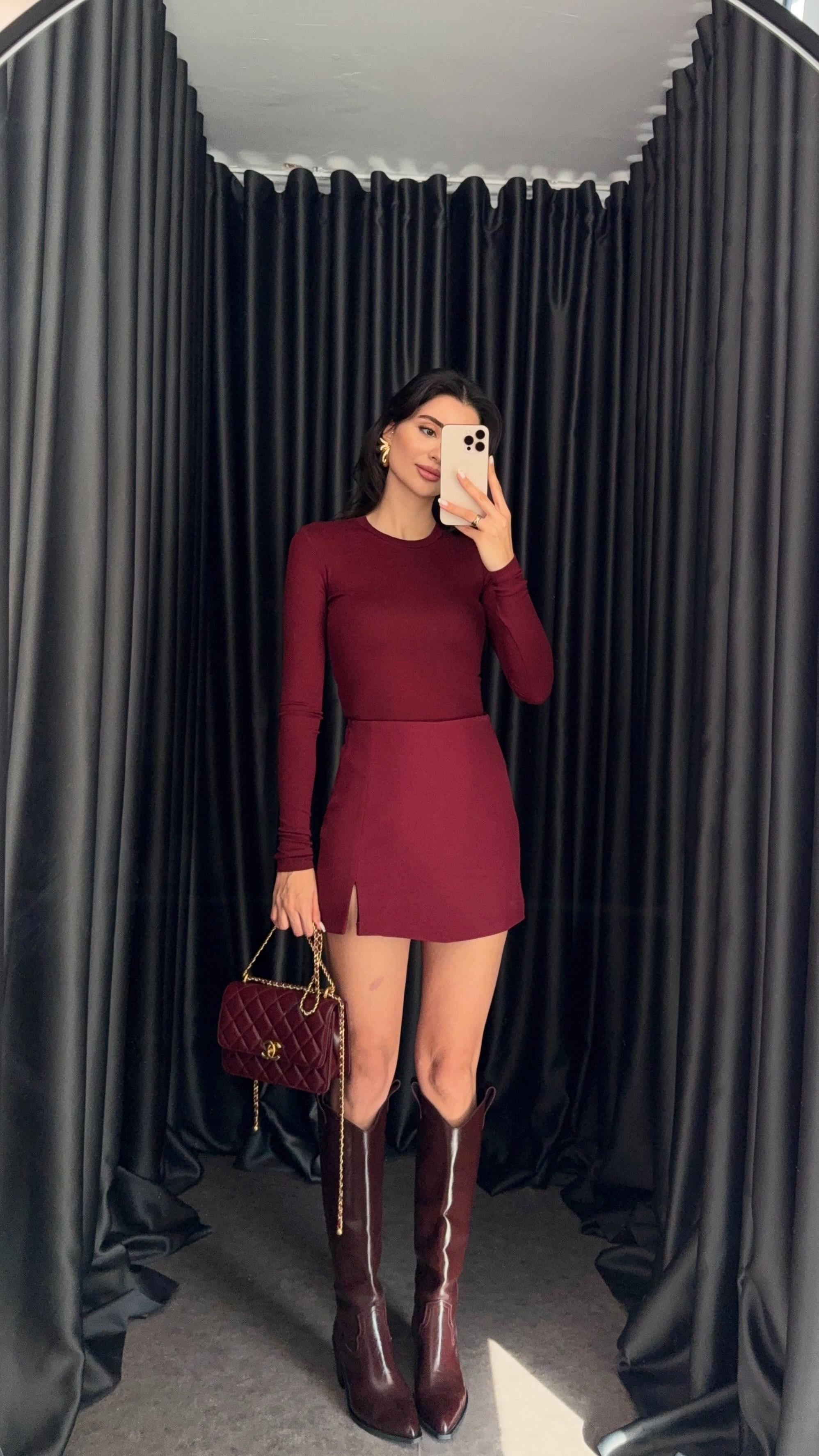 Bordo Şort Etek
