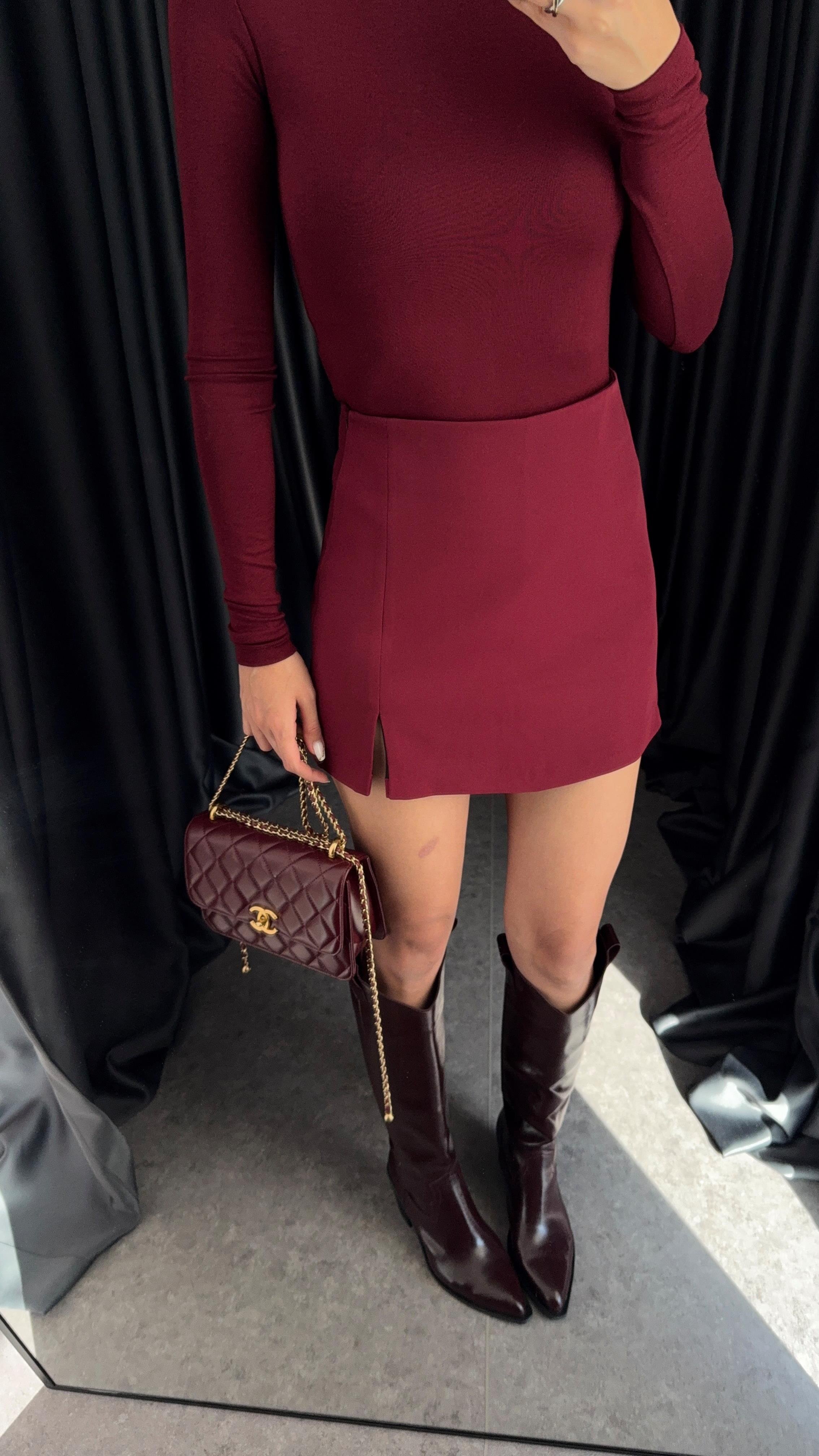 Bordo Şort Etek