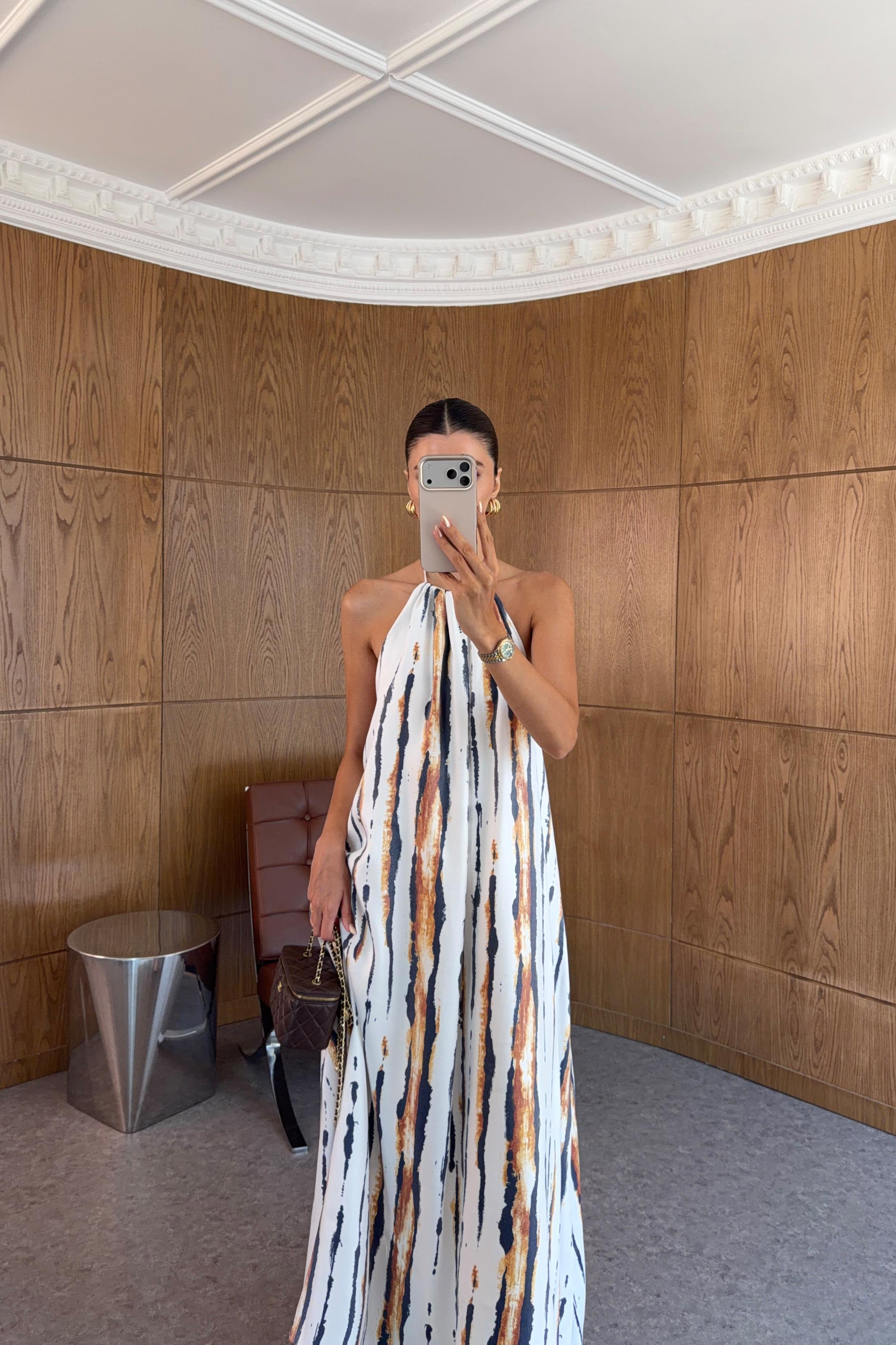 Boyun Bağlamalı Batik Elbise