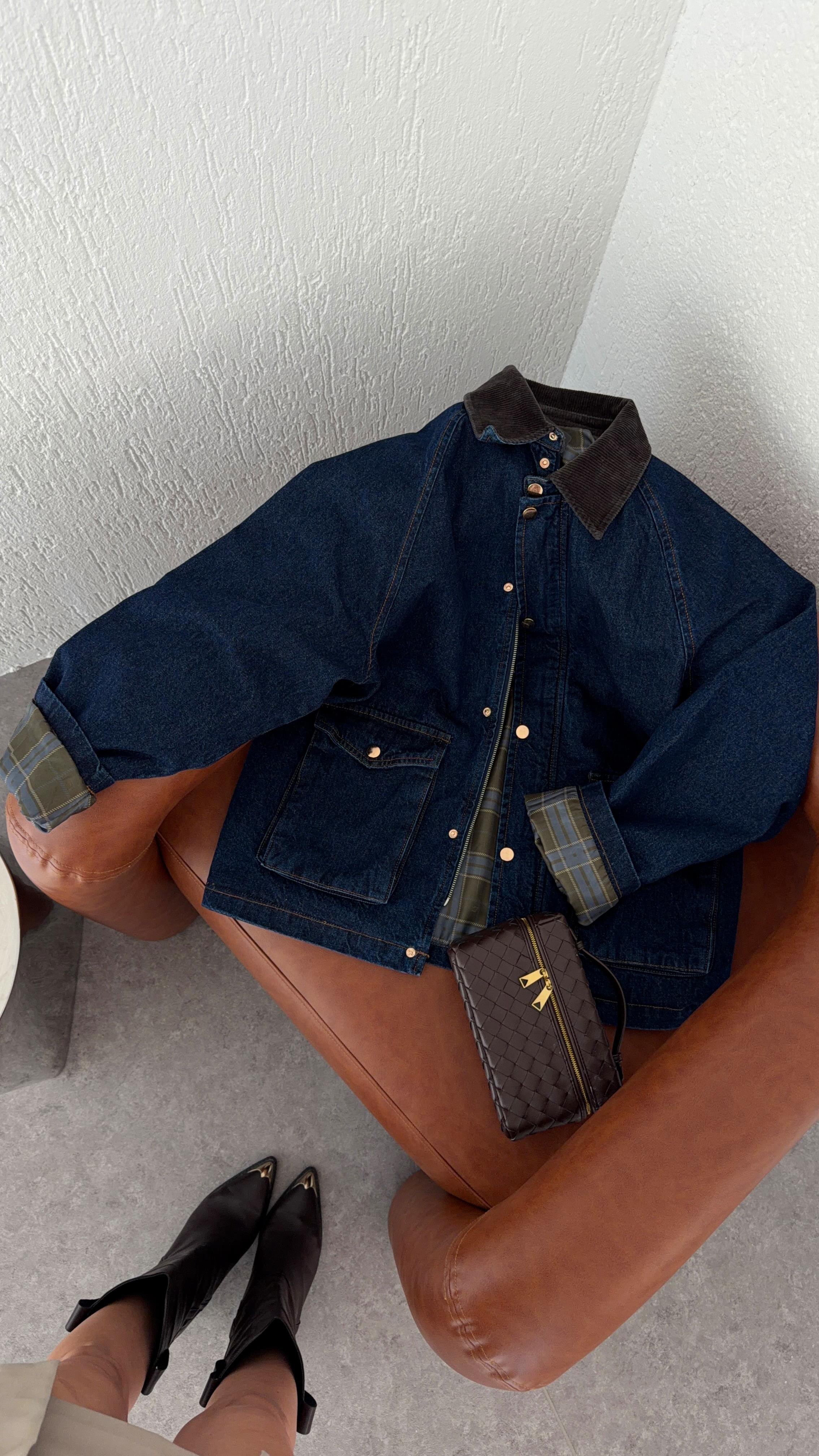 Cepli Astarlı Denim Ceket