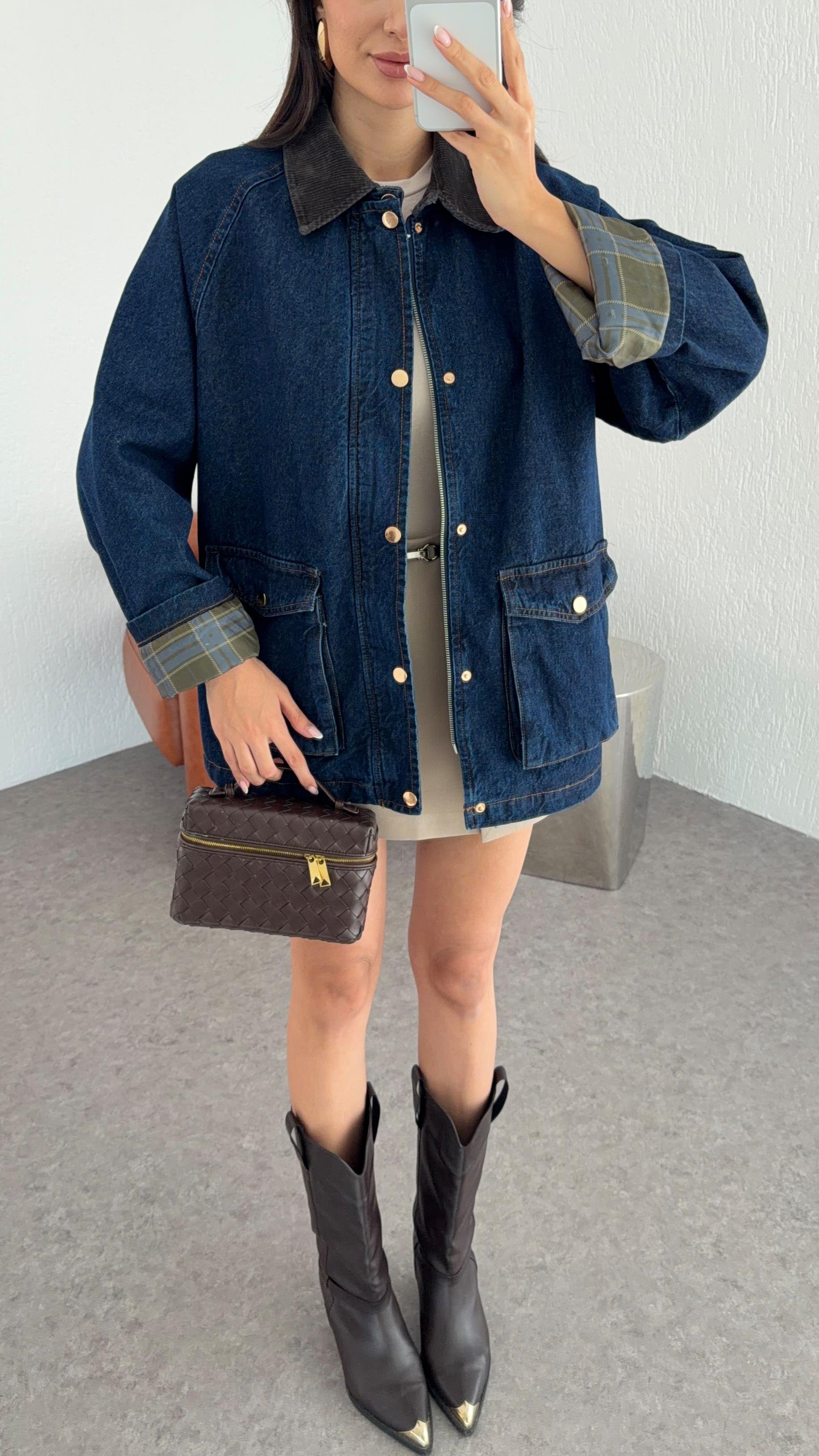 Cepli Astarlı Denim Ceket
