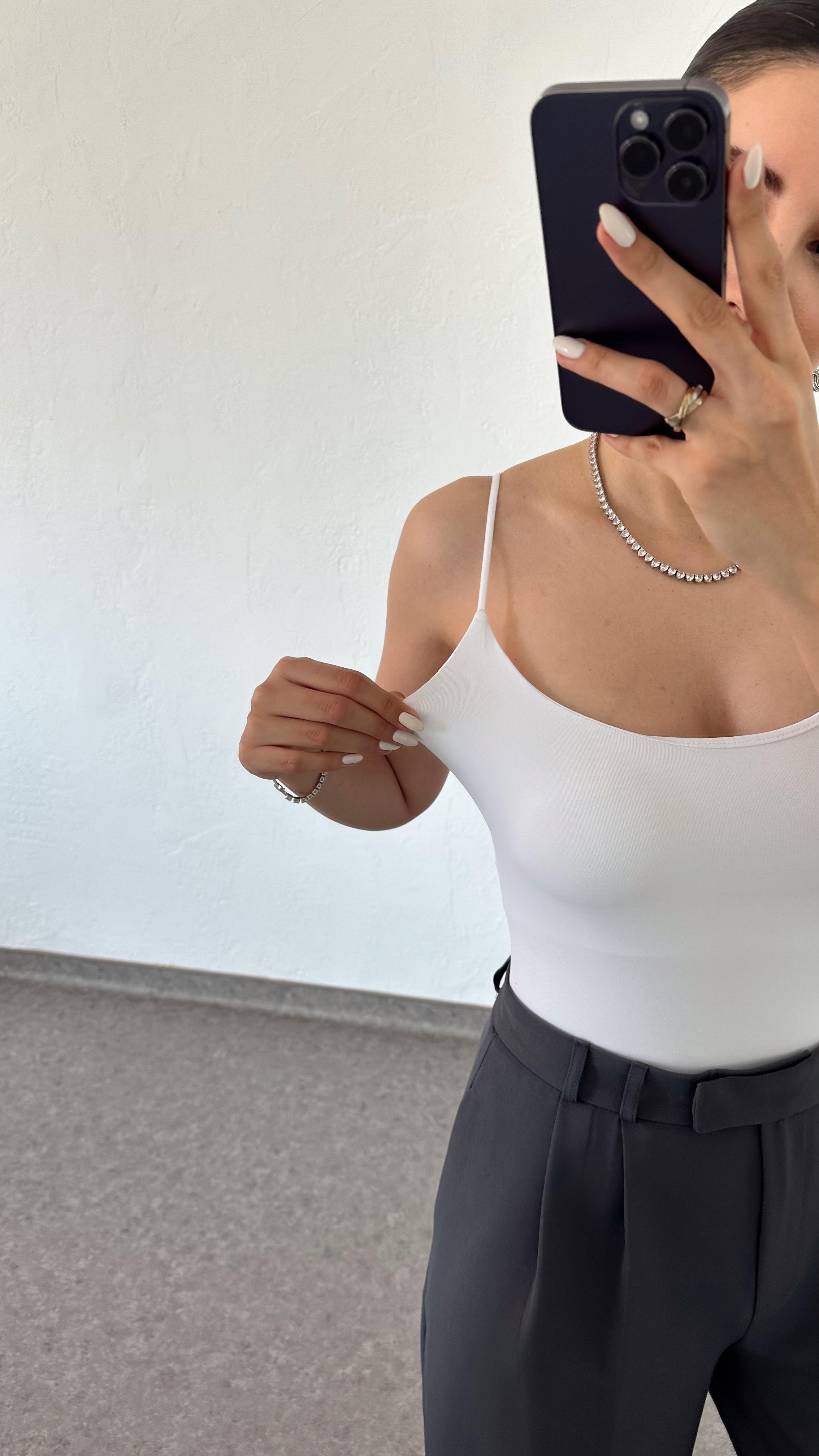 Çift Kat Beyaz Bodysuit