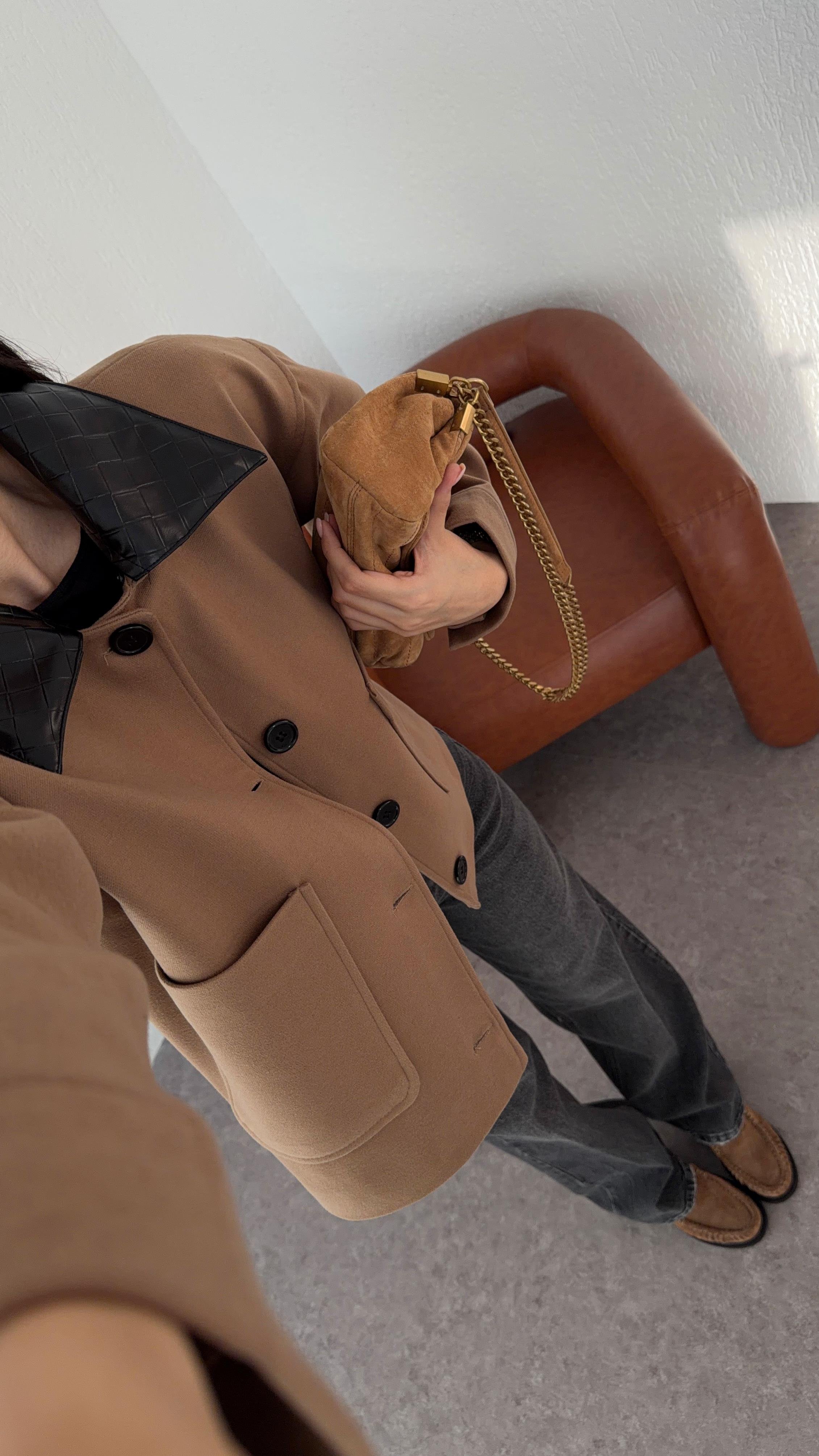 Çıkma Yaka Taba Kaşe Ceket