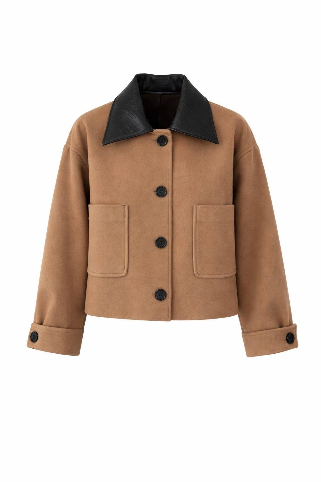 Çıkma Yaka Taba Kaşe Ceket