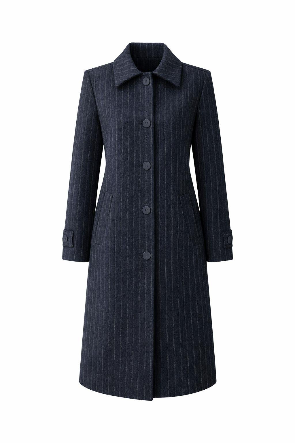 Çizgili Lacivert Kaban