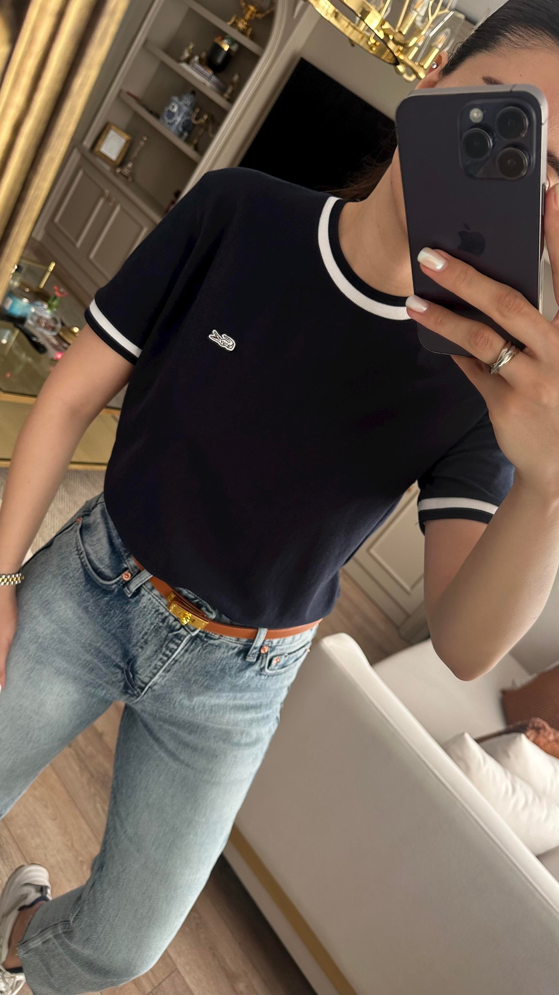 Cost Şeritli Lacivert Tshirt