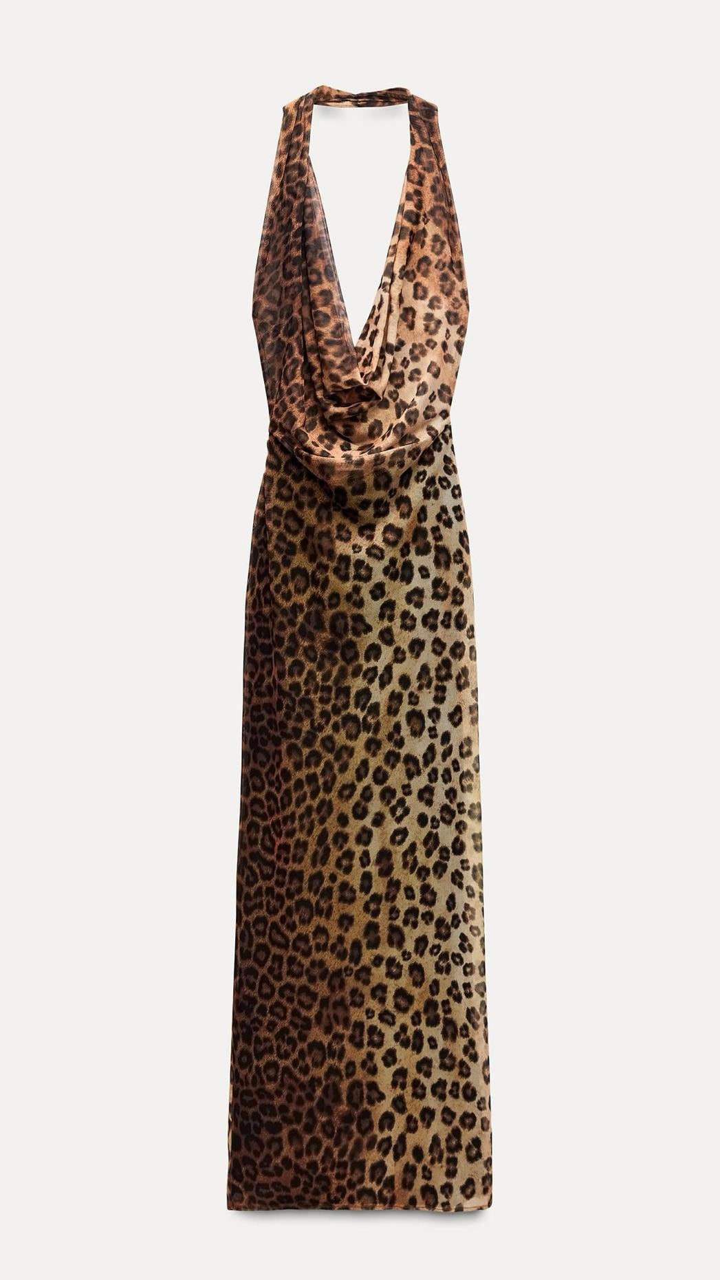 Degaje Yaka Leopar Elbise
