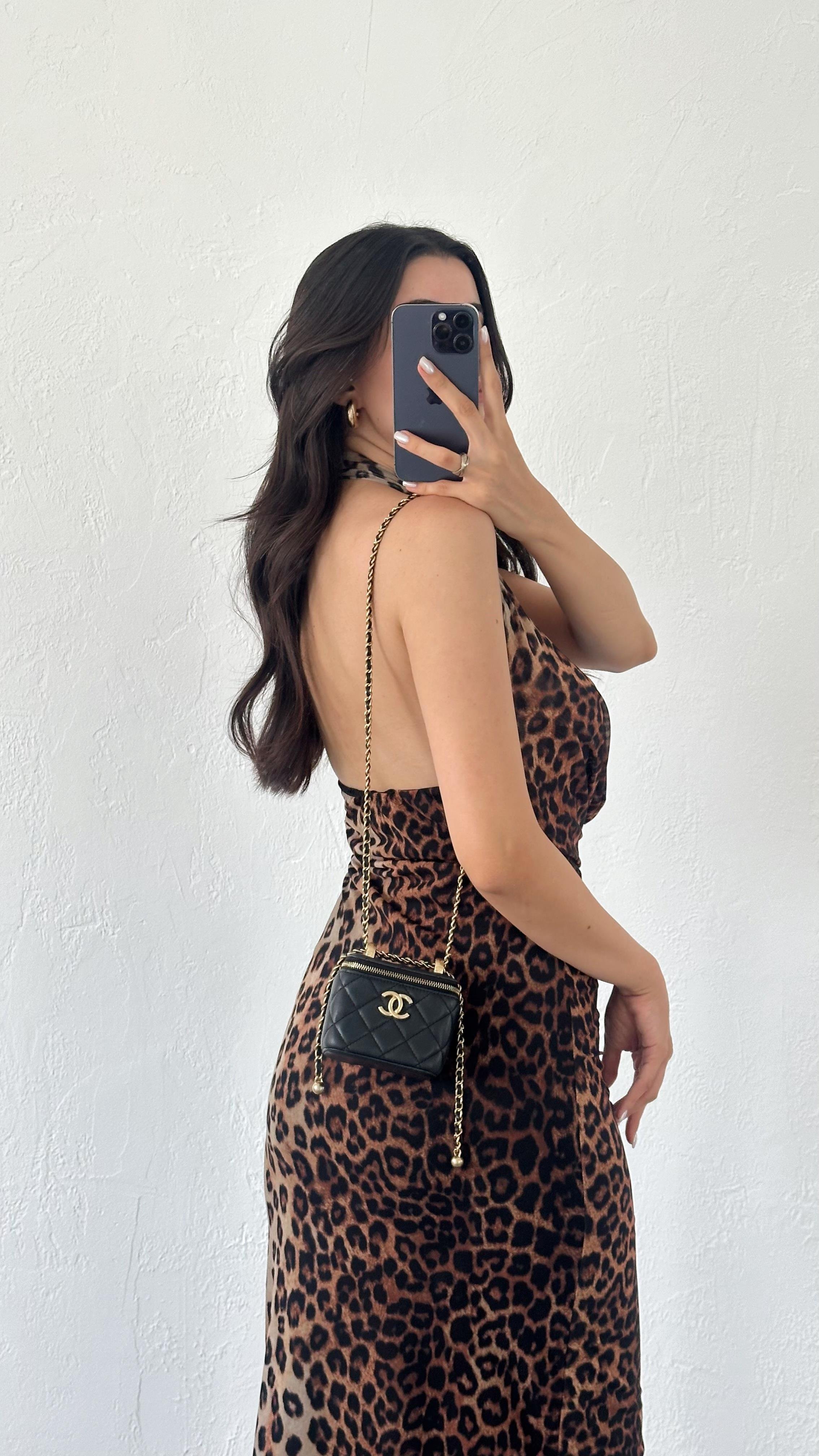 Degaje Yaka Leopar Elbise