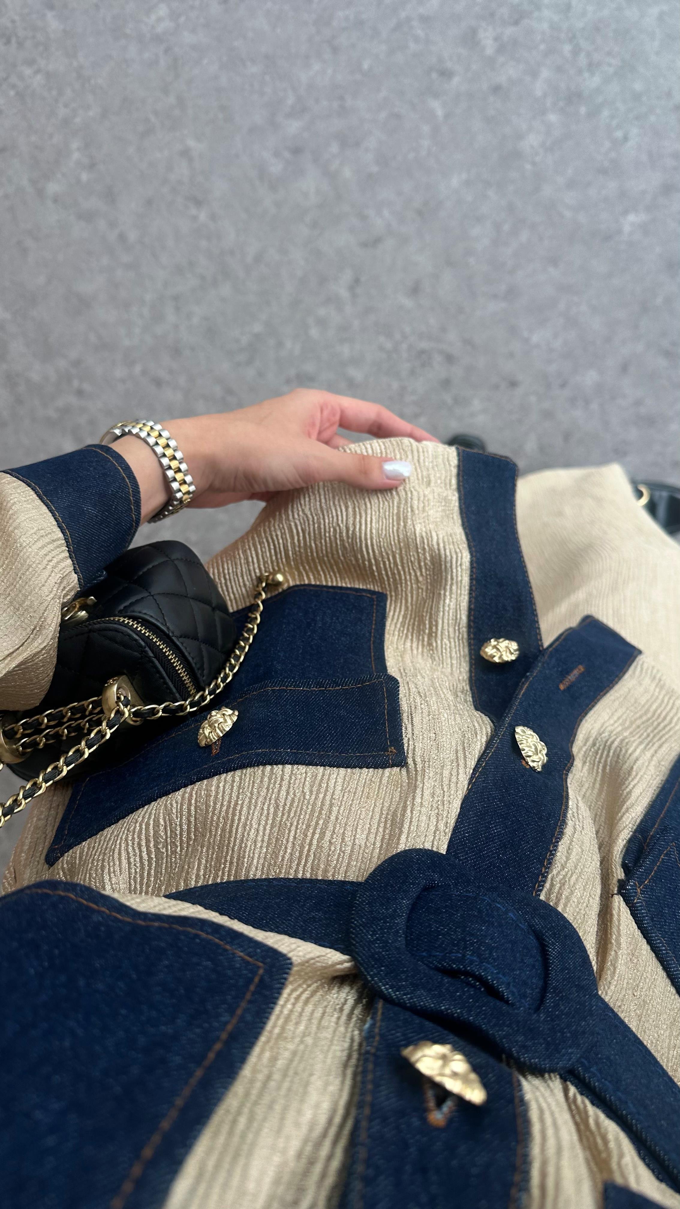 Denim Detaylı Premium Takım