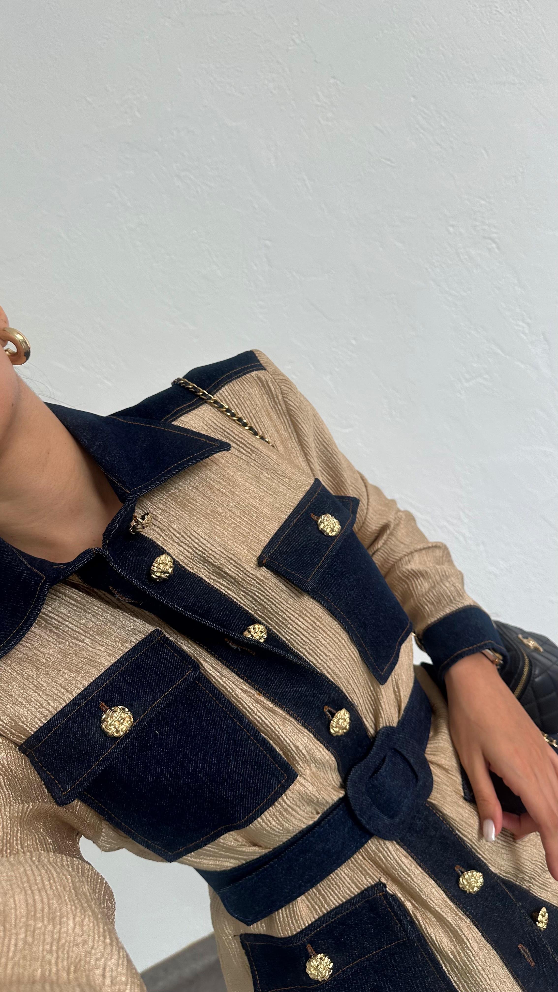 Denim Detaylı Premium Takım