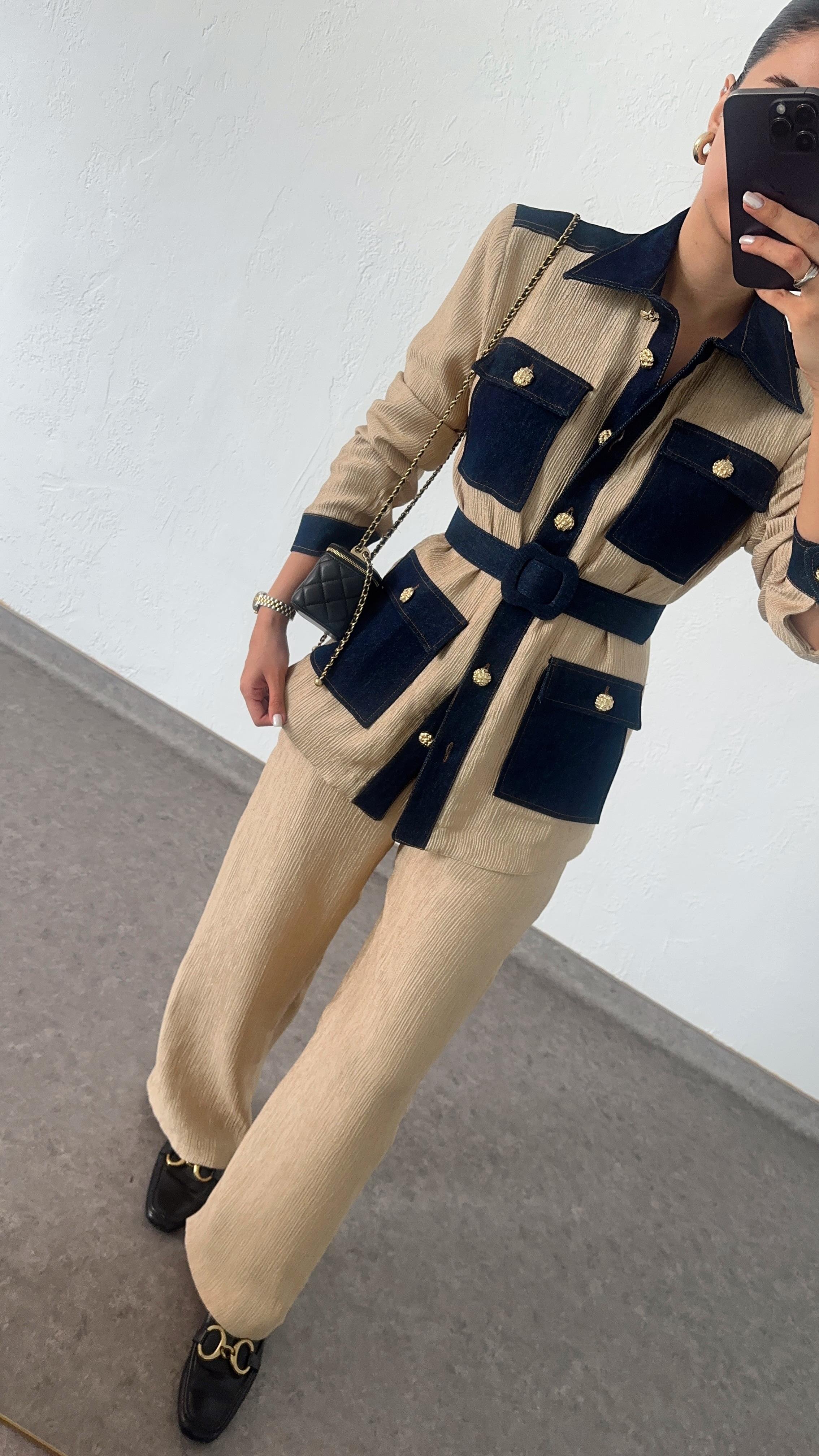 Denim Detaylı Premium Takım