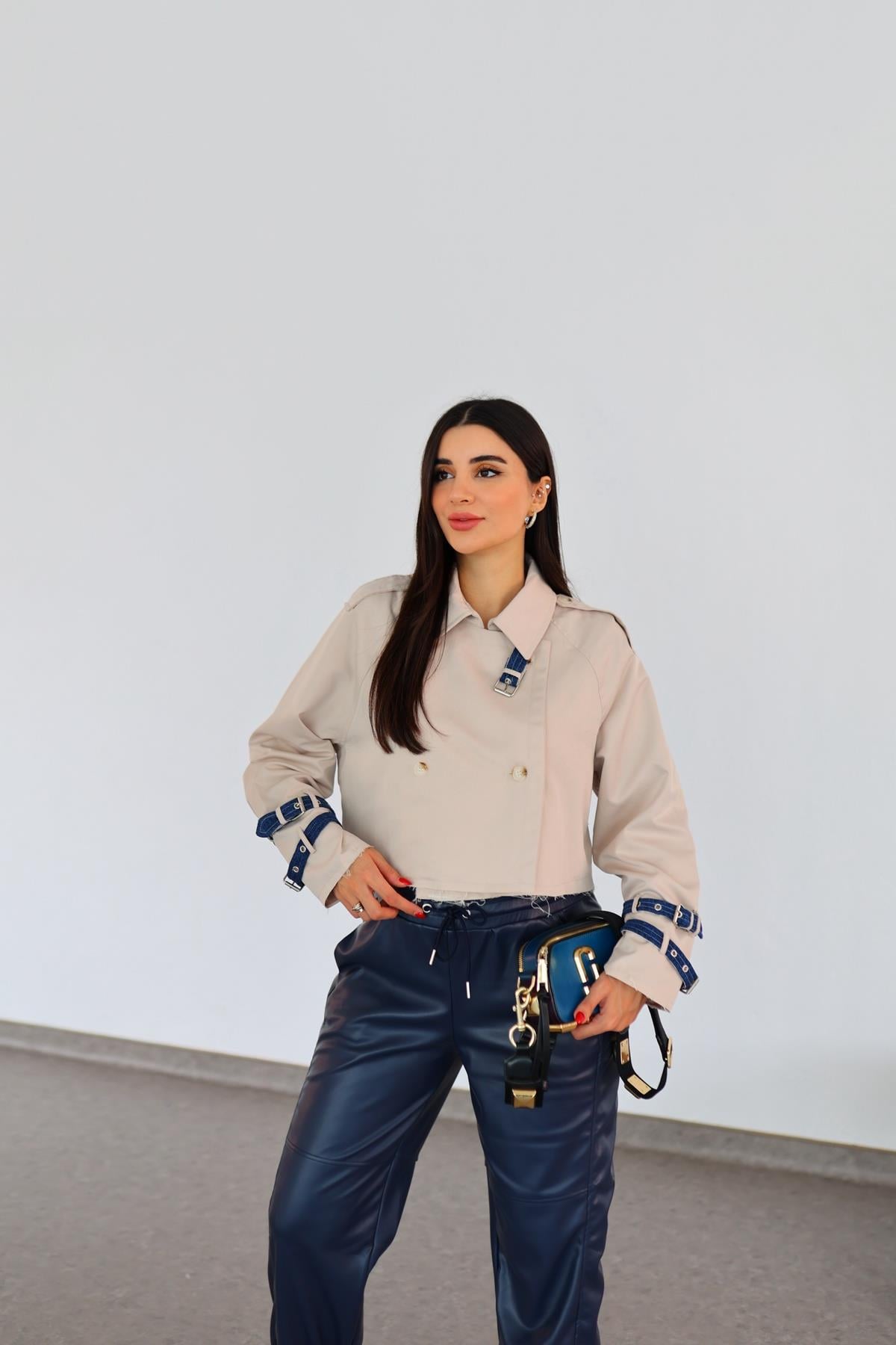 Denim Garnili Crop Trenç